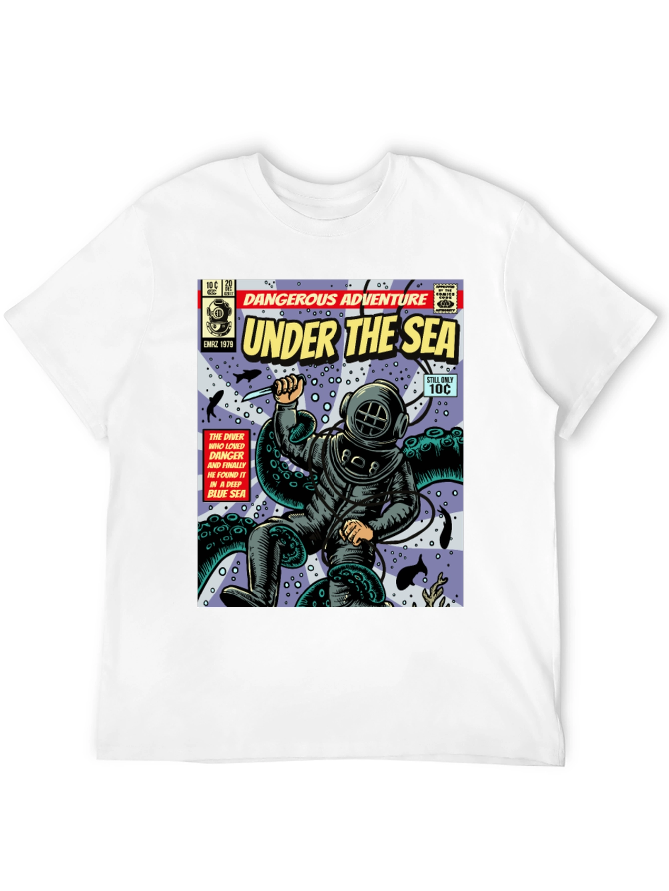 Under the Sea Comic T-Shirt - Dangerous Adventure!