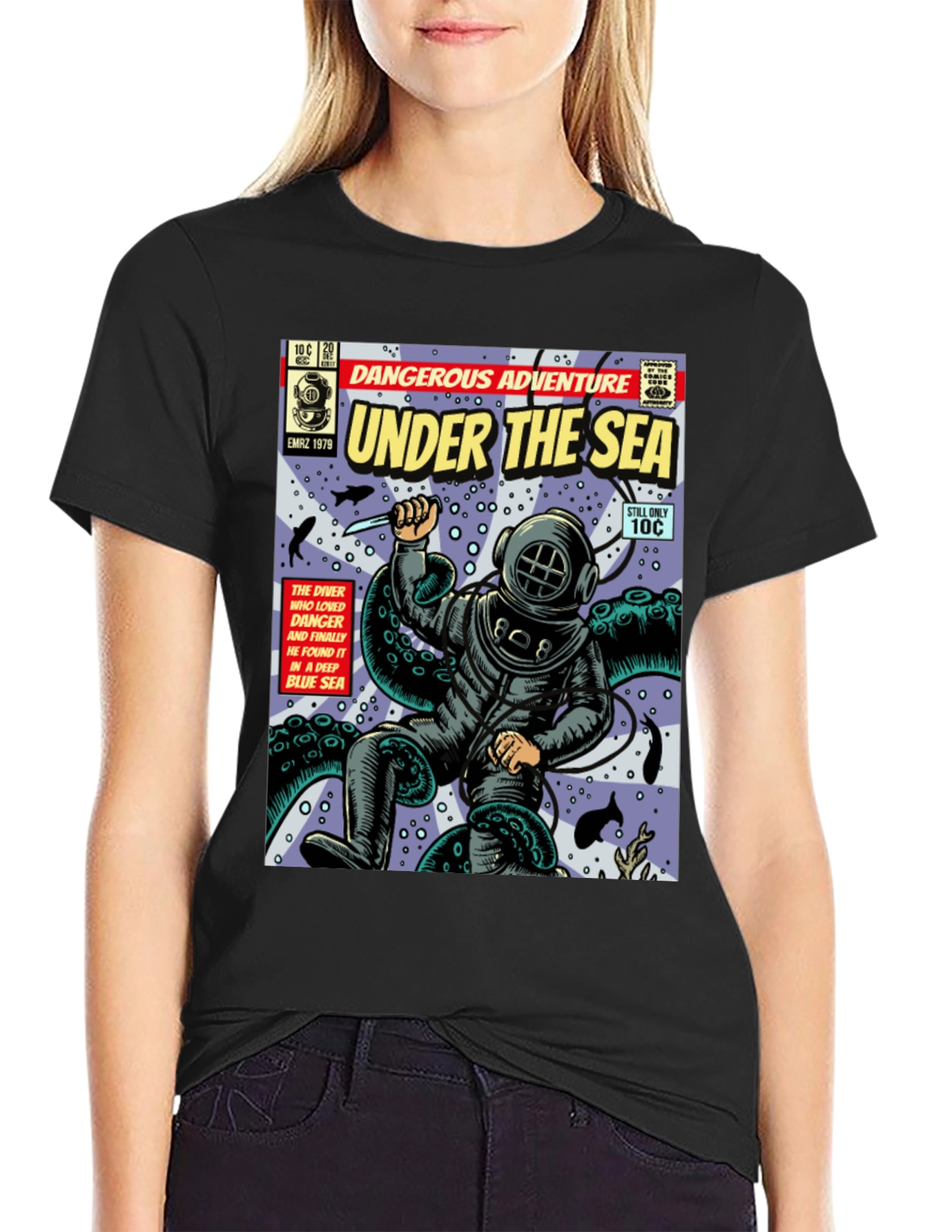 Under the Sea Comic T-Shirt - Dangerous Adventure!
