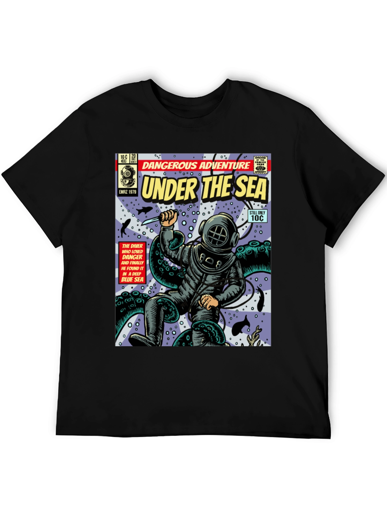 Under the Sea Comic T-Shirt - Dangerous Adventure!