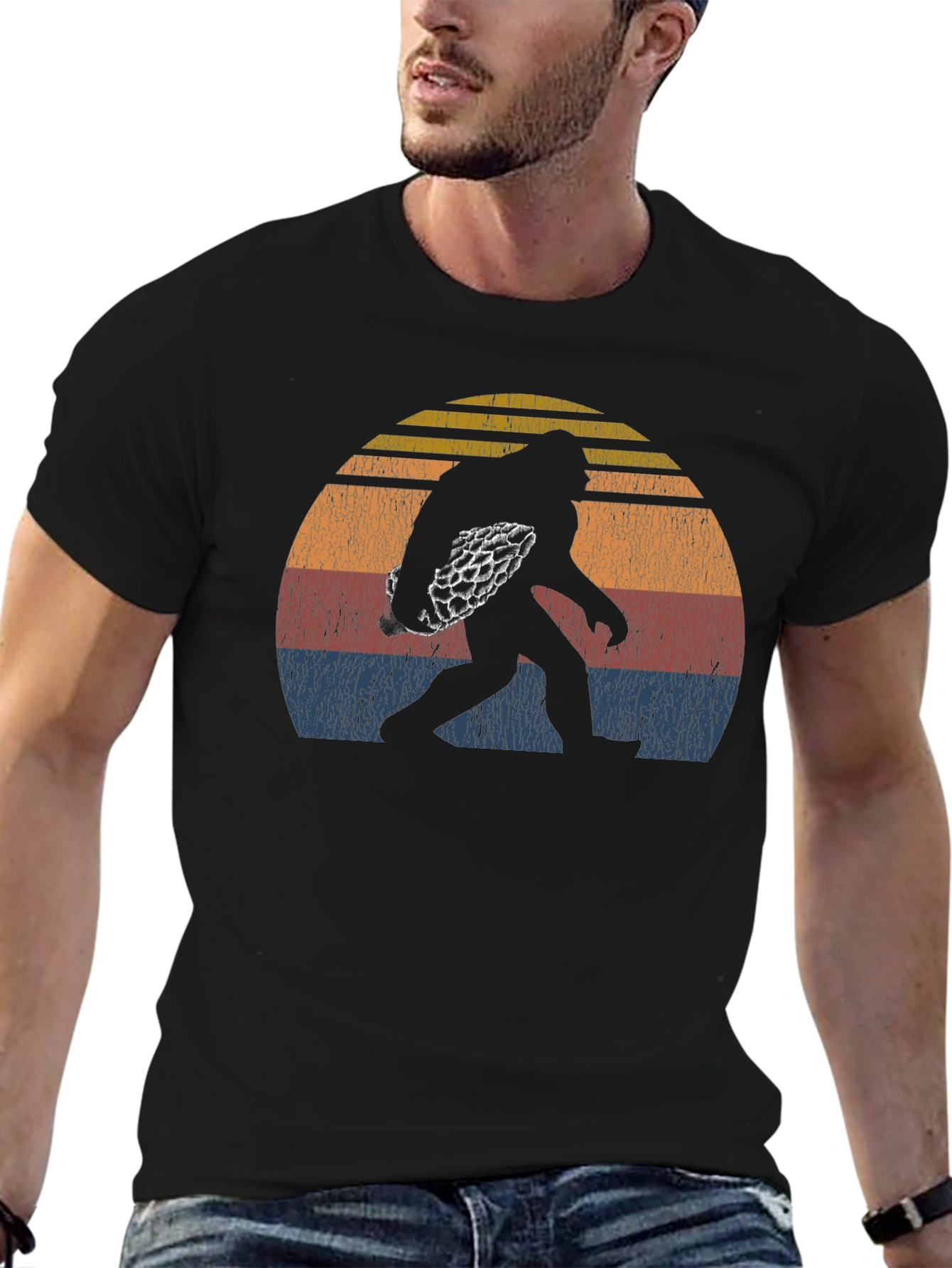 Bigfoot Morel Mushroom Black T-Shirt