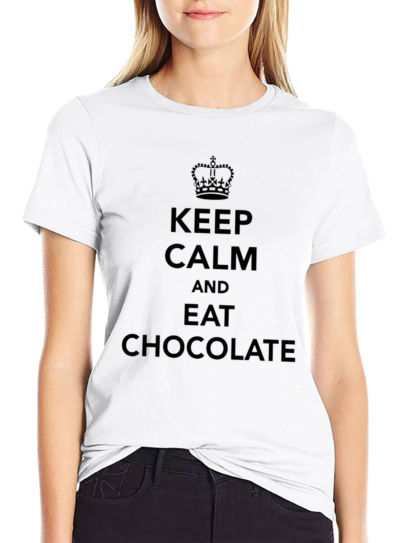 Keep Calm and Eat Chocolate Black T-Shirt