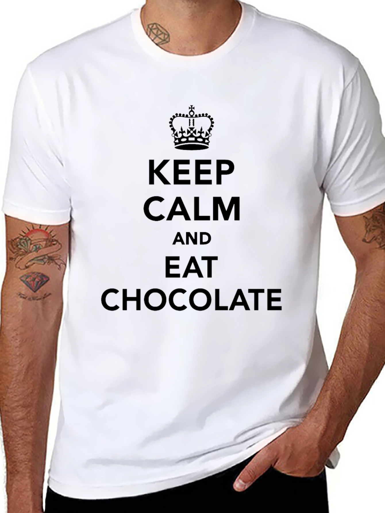 Keep Calm and Eat Chocolate Black T-Shirt
