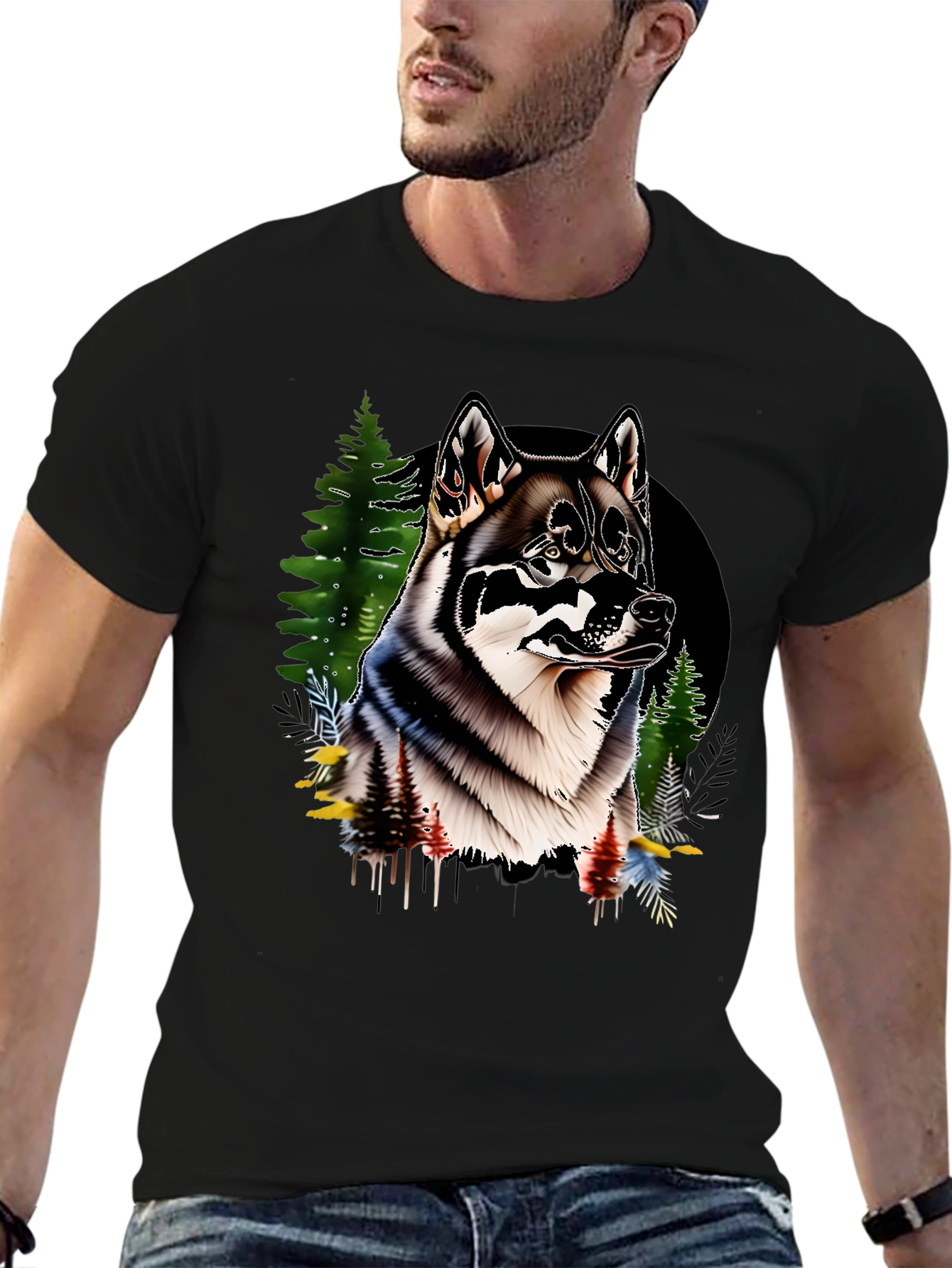 Wolf Graphic Black T-Shirt for Men