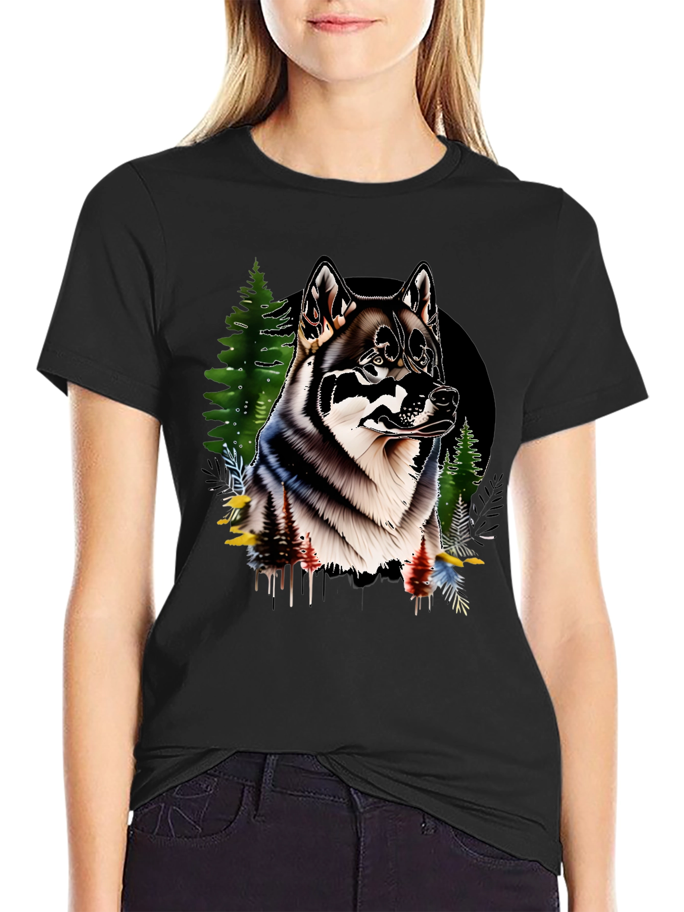 Wolf Graphic Black T-Shirt for Men