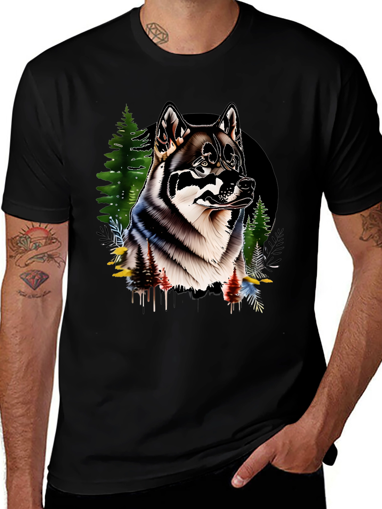 Wolf Graphic Black T-Shirt for Men