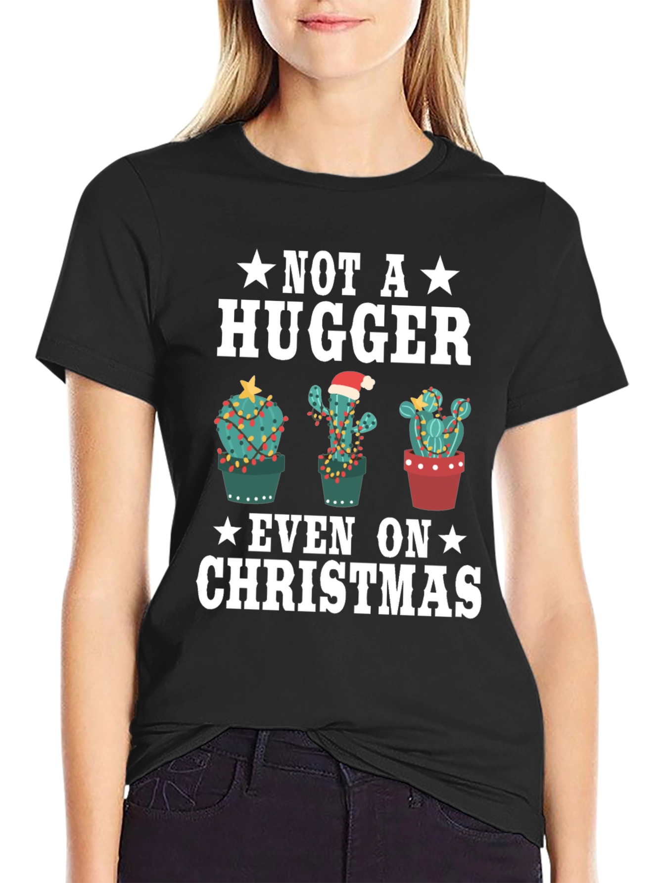 Not a Hugger Christmas Cactus T-Shirt