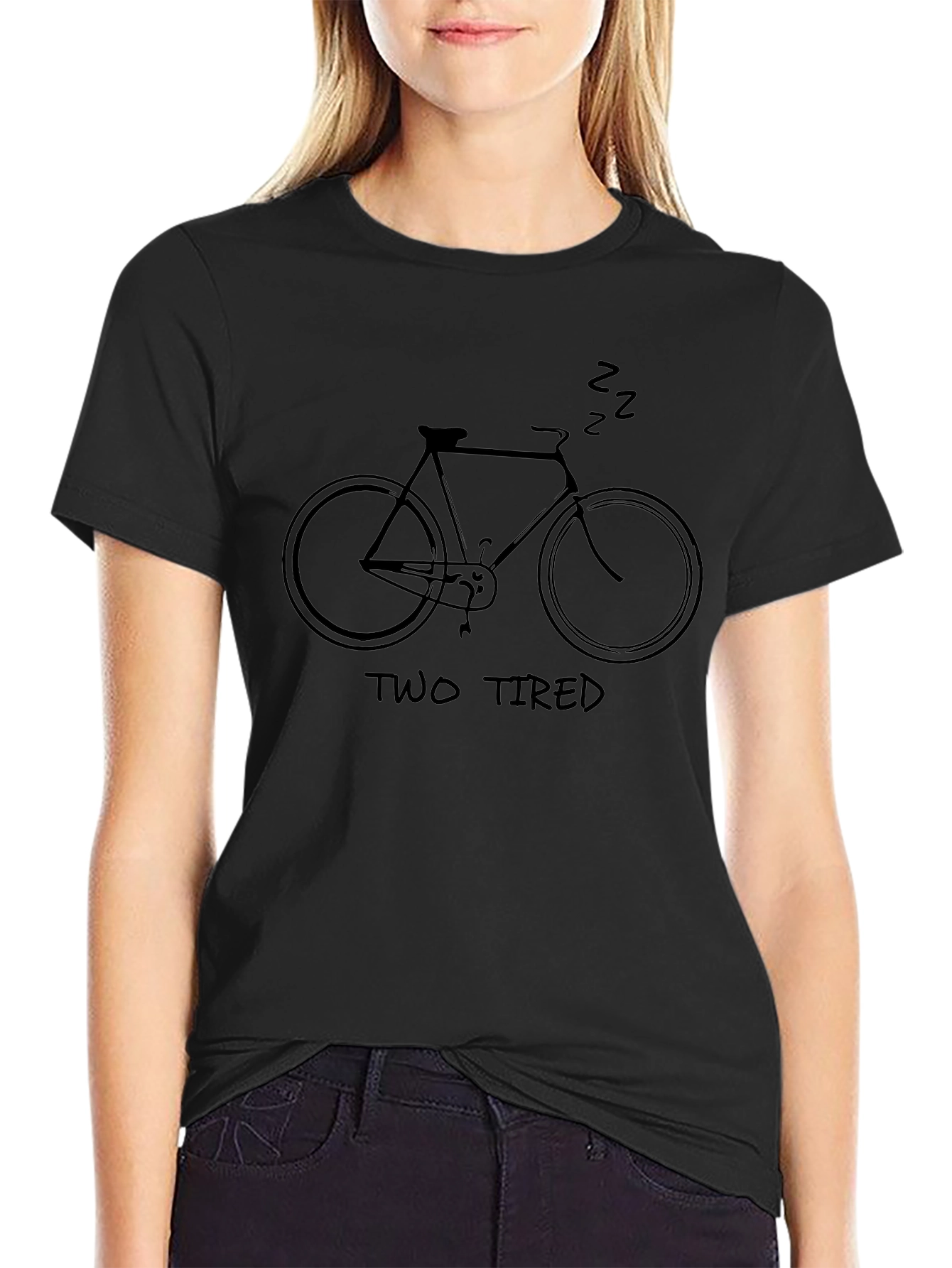 Two Tired Bicycle Graphic T-Shirt - Black