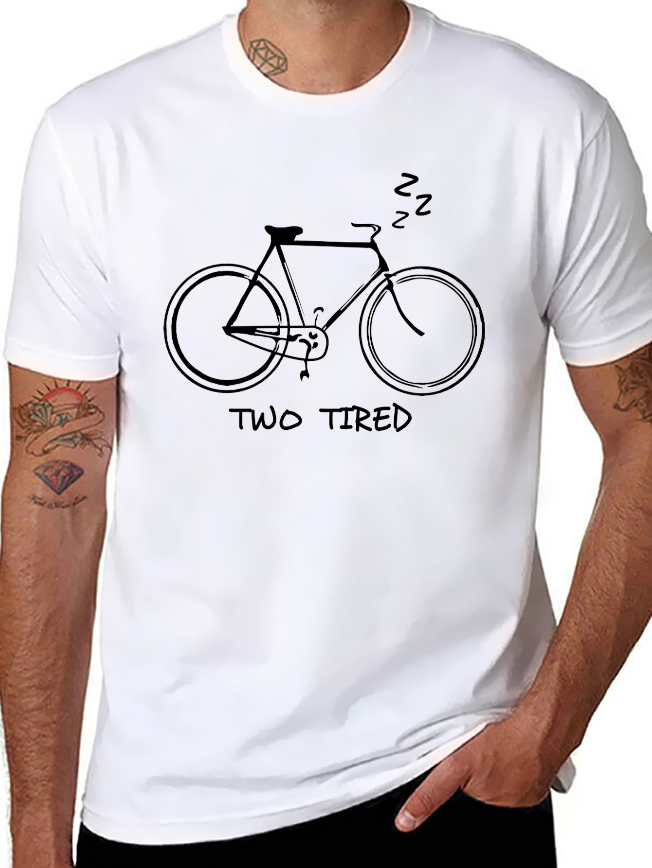 Two Tired Bicycle Graphic T-Shirt - Black