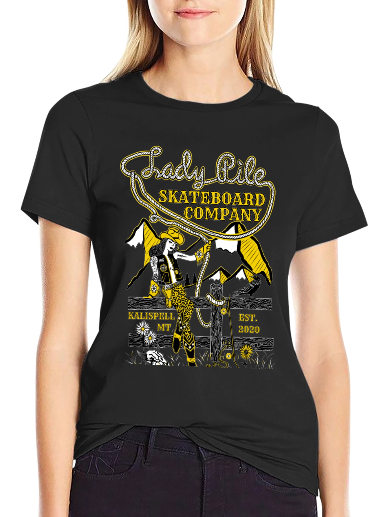 Lady Pile Skateboard Company Black Graphic Tee