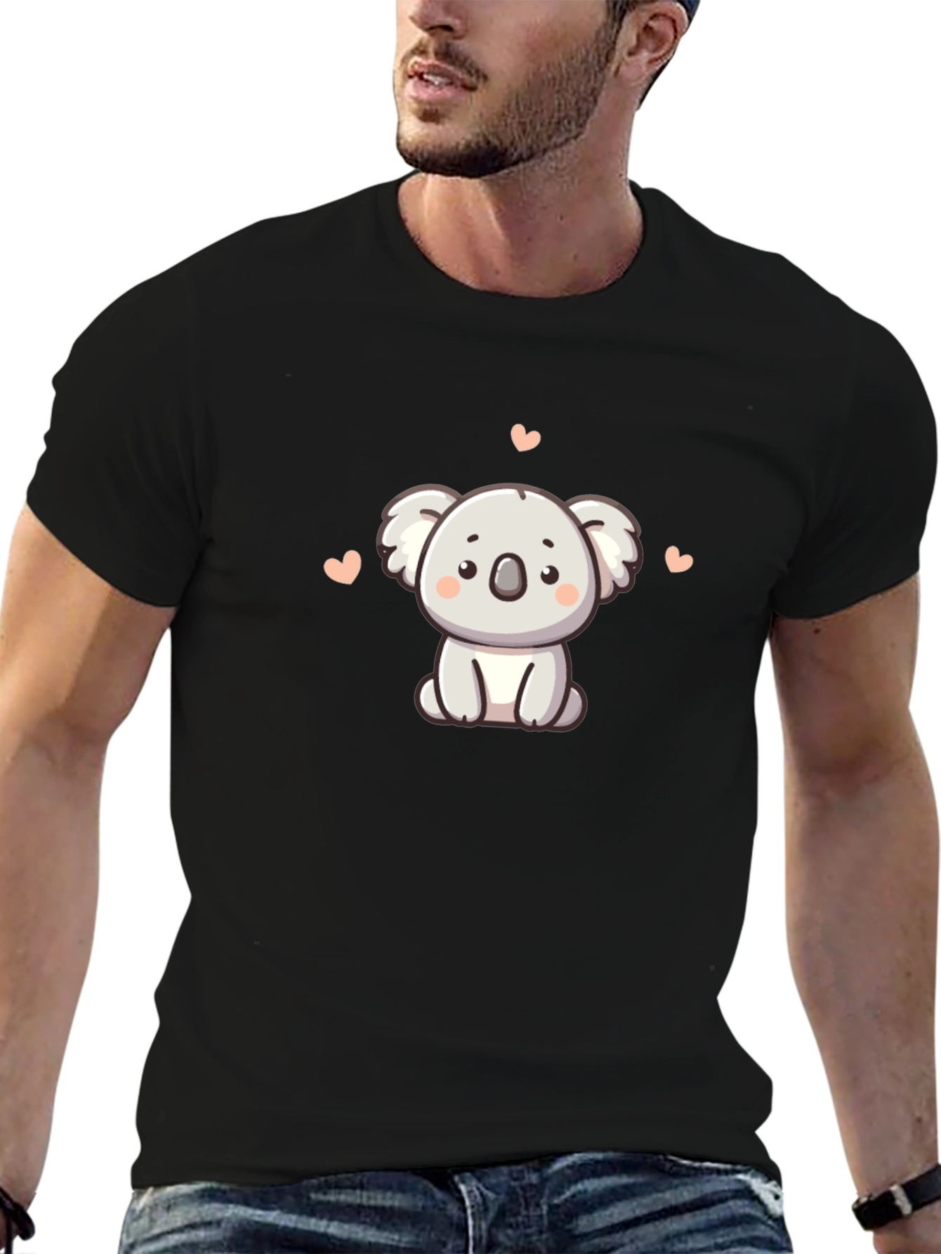 Cute Koala Graphic T-Shirt - Black