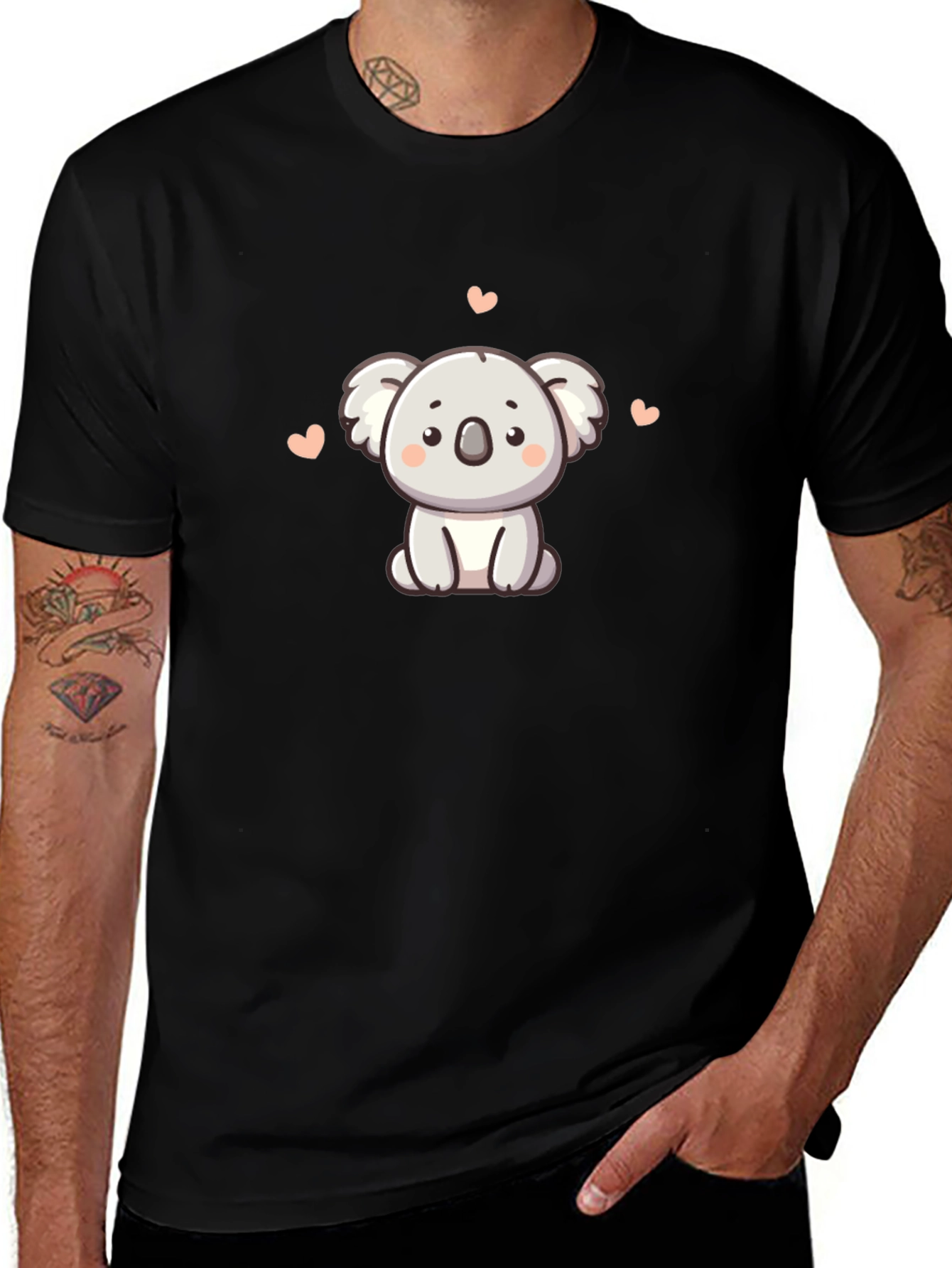 Cute Koala Graphic T-Shirt - Black