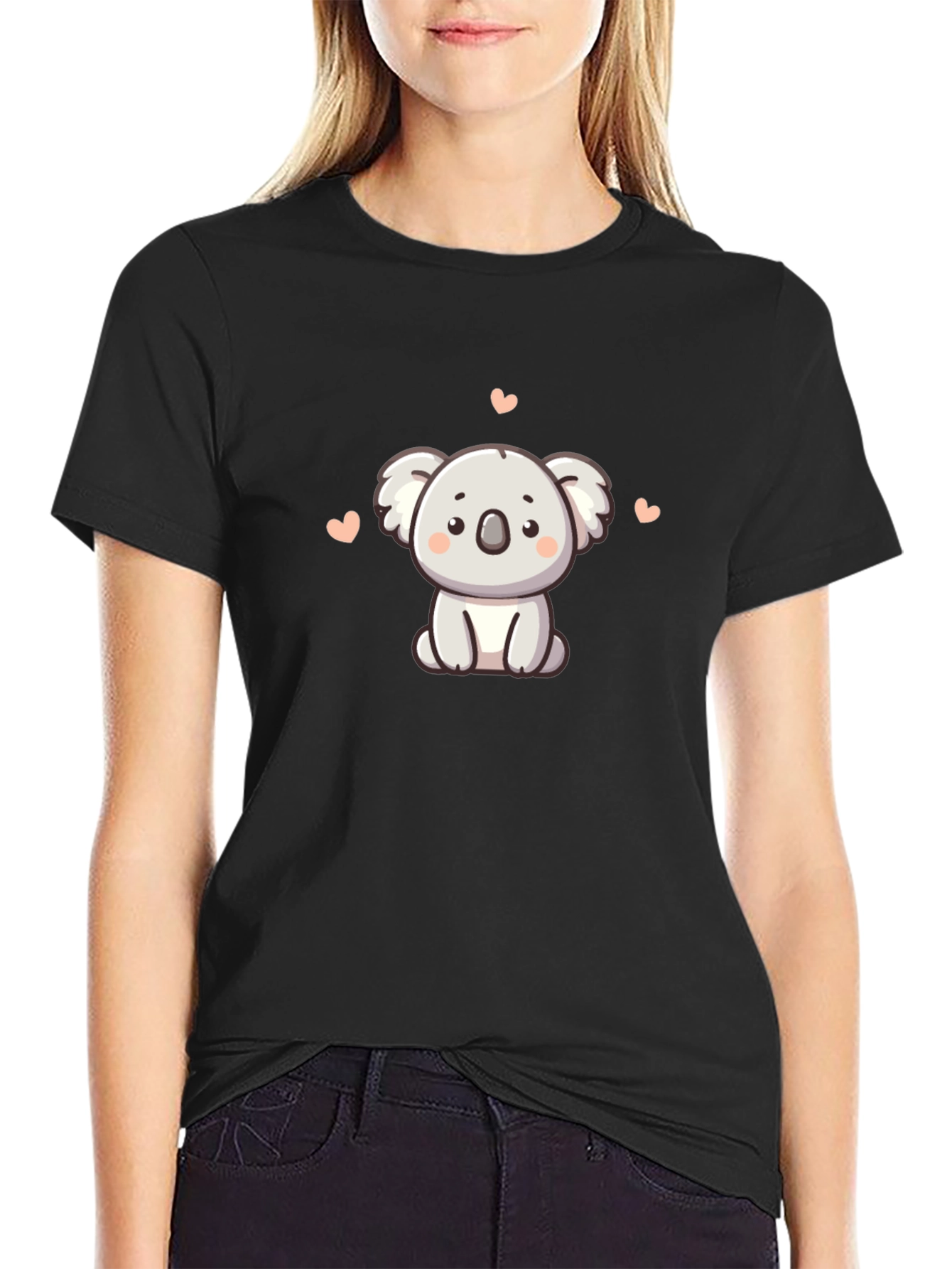 Cute Koala Graphic T-Shirt - Black