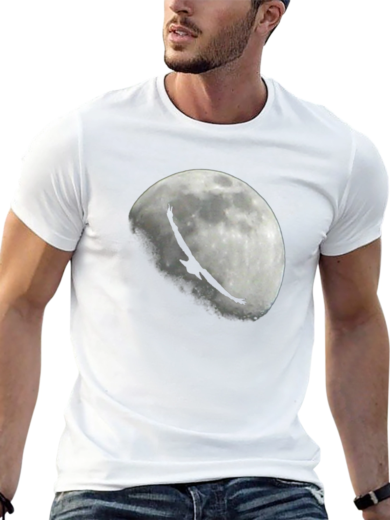 Eagle Moon Graphic Tee - Black Cotton T-Shirt