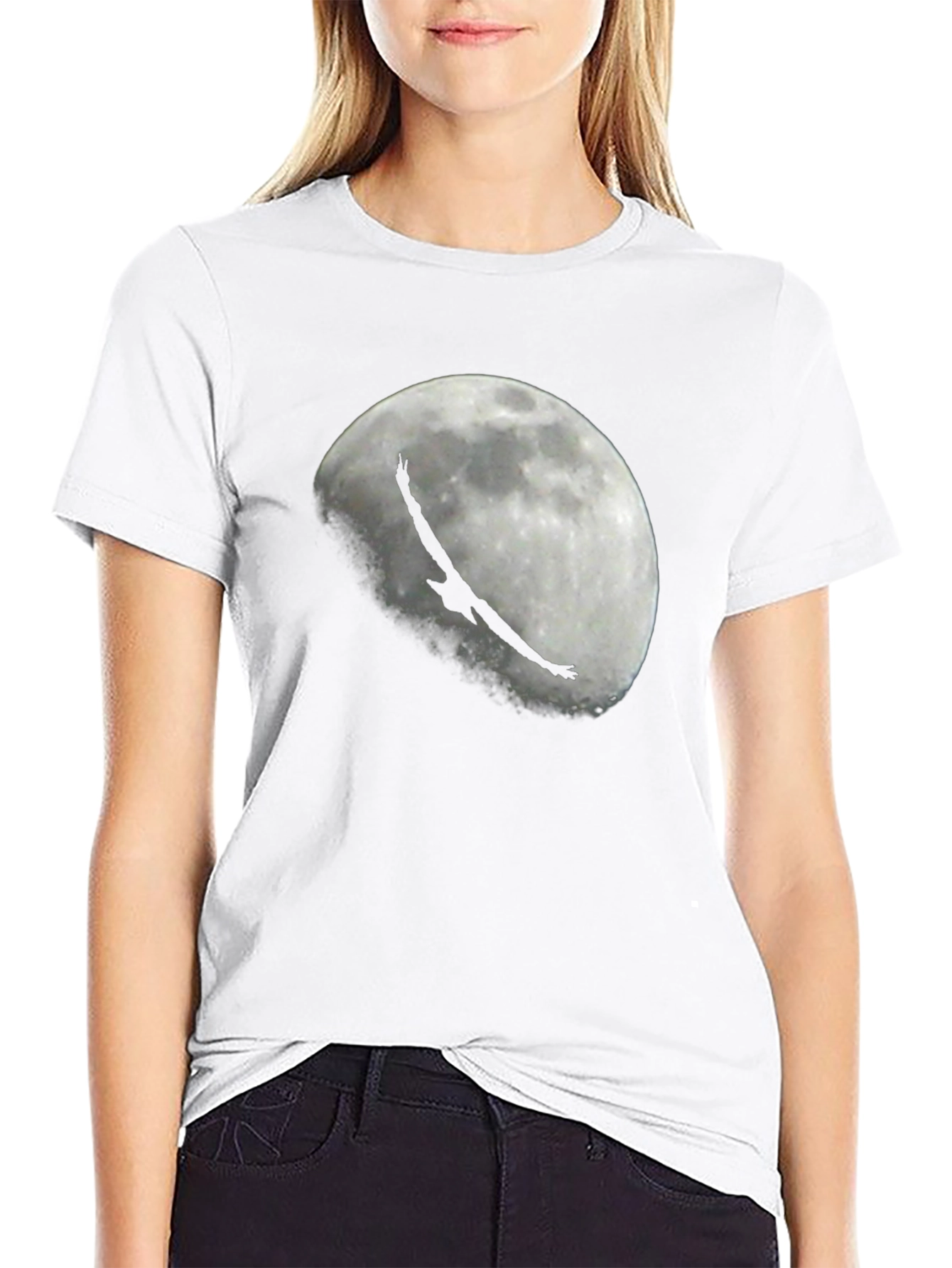 Eagle Moon Graphic Tee - Black Cotton T-Shirt