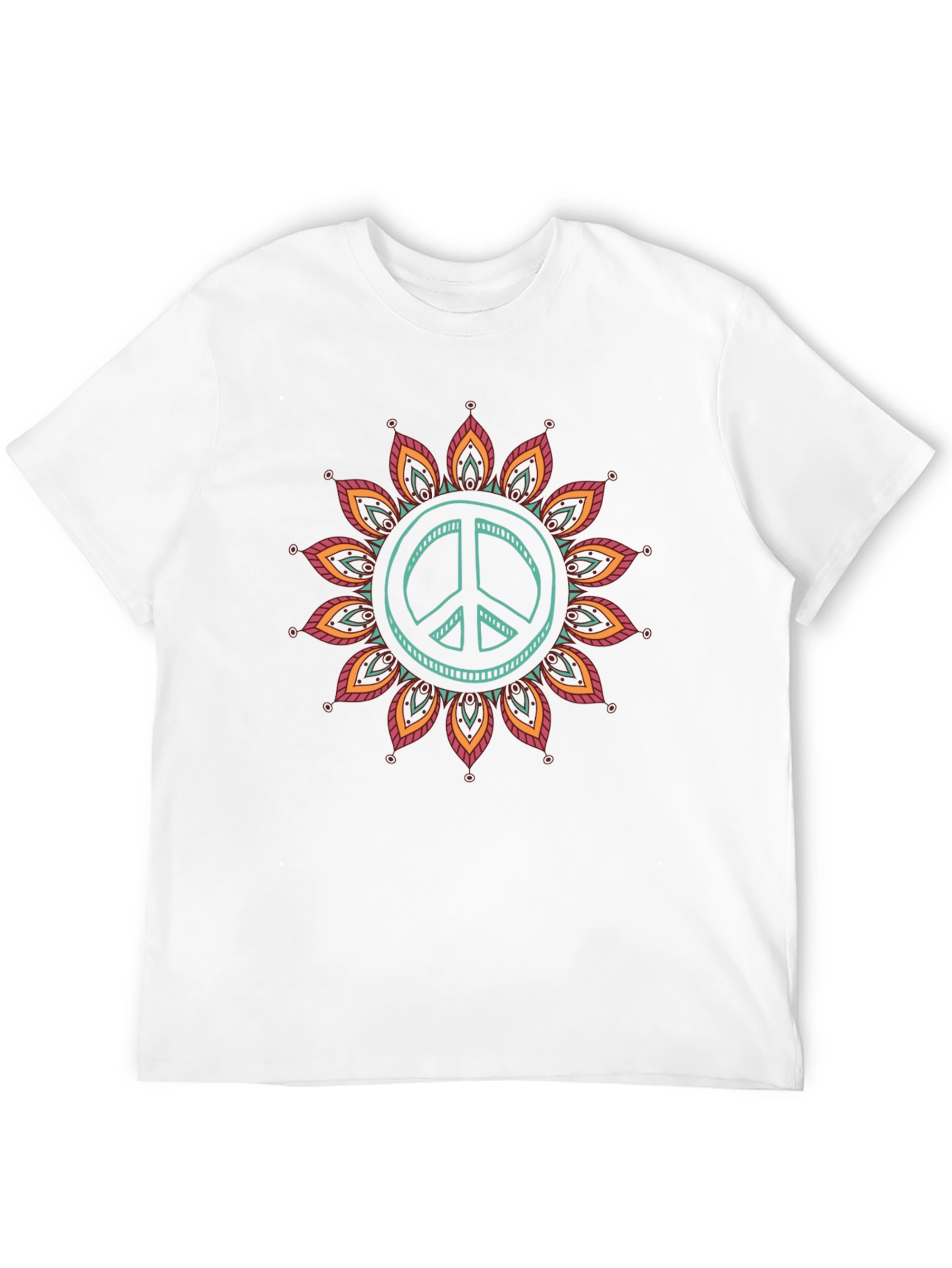 Peace Sign Mandala Graphic Tee - Black Cotton Blend