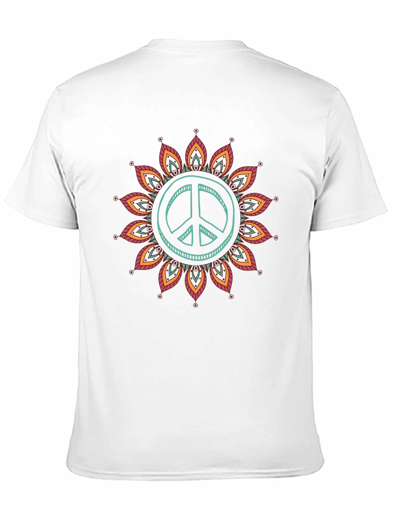 Peace Sign Mandala Graphic Tee - Black Cotton Blend