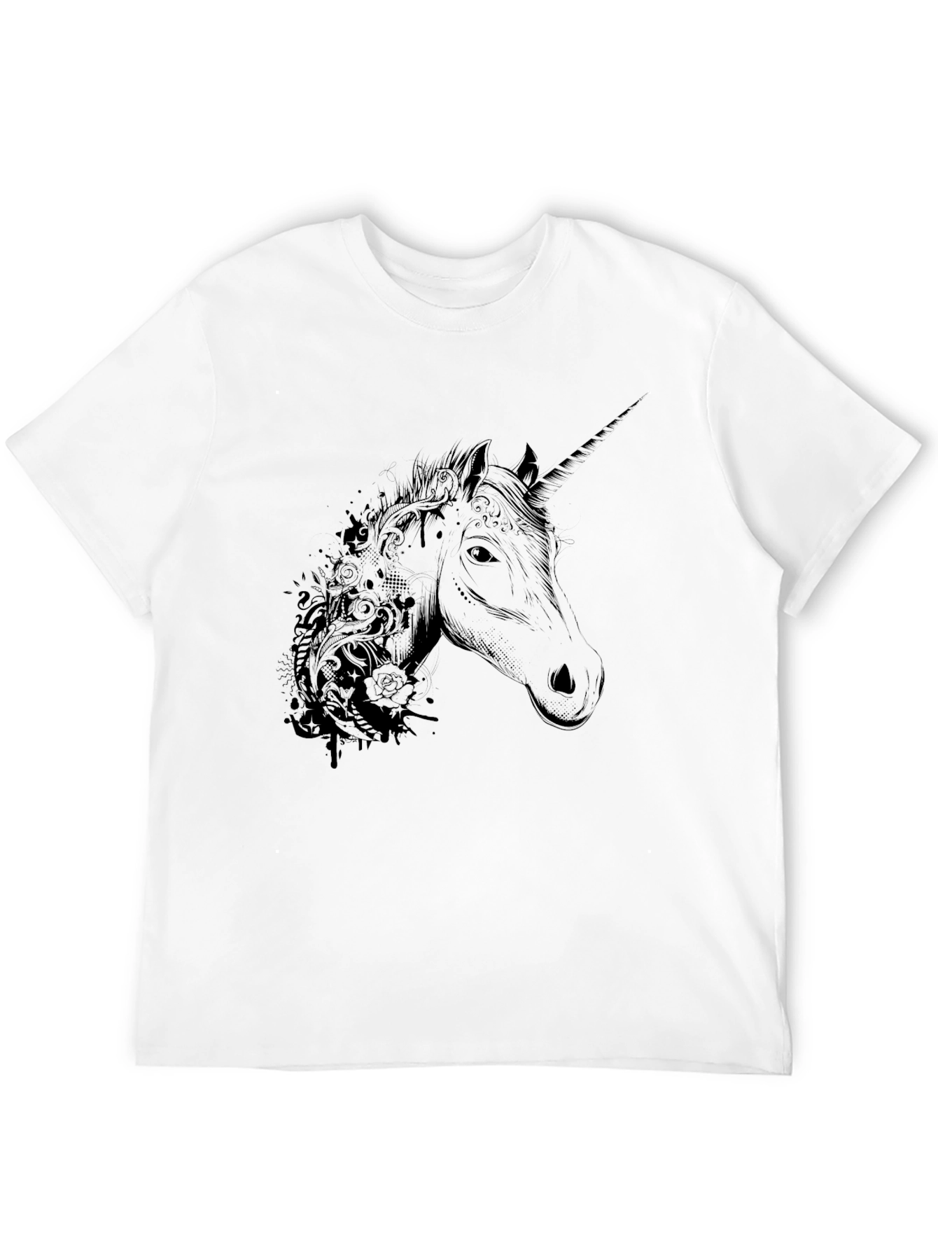 Mens Black Unicorn Graphic T-Shirt