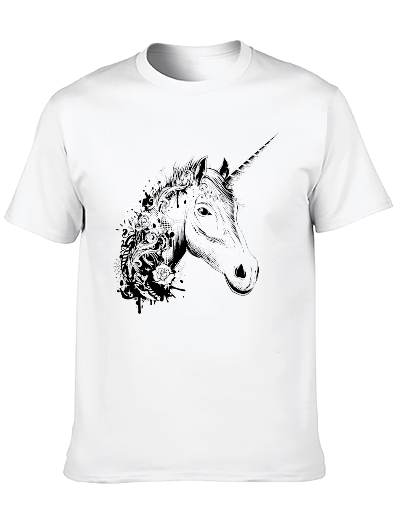 Mens Black Unicorn Graphic T-Shirt