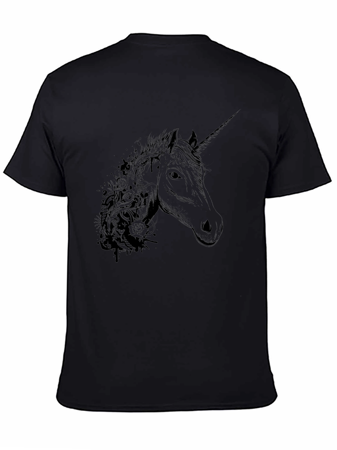Mens Black Unicorn Graphic T-Shirt