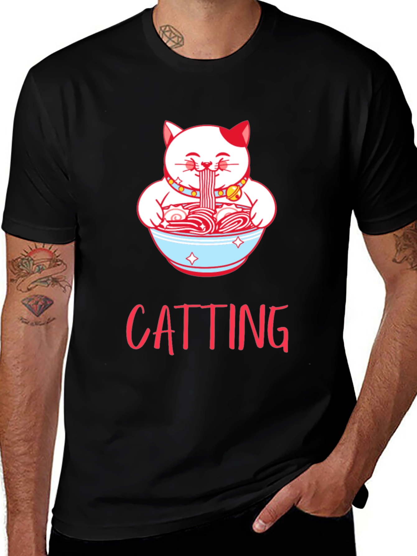 Cat Ramen T-Shirt - CATTING Funny Graphic Tee