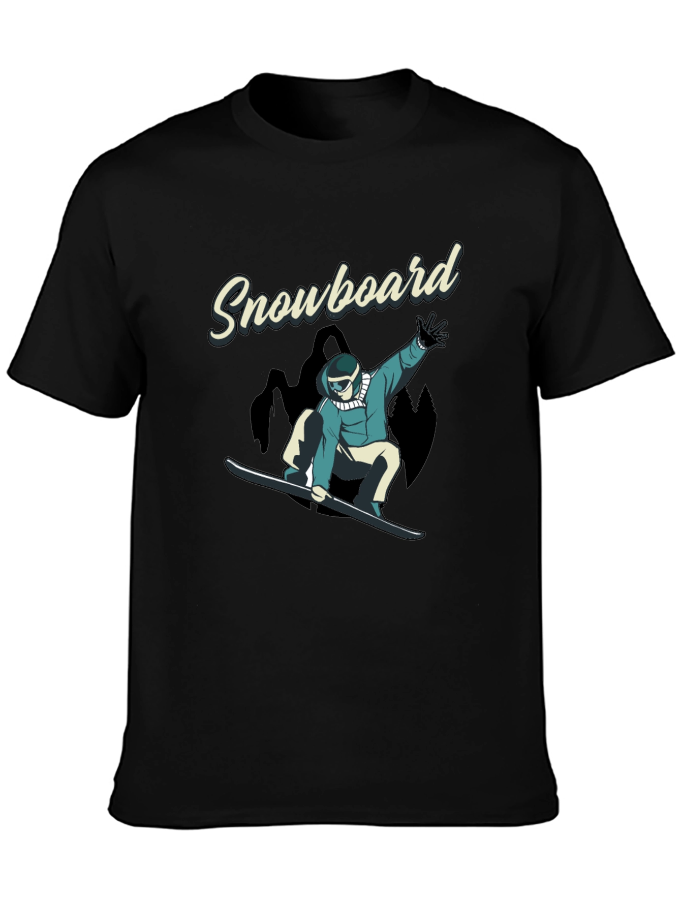 Snowboard Graphic Tee - Black Cotton T-Shirt