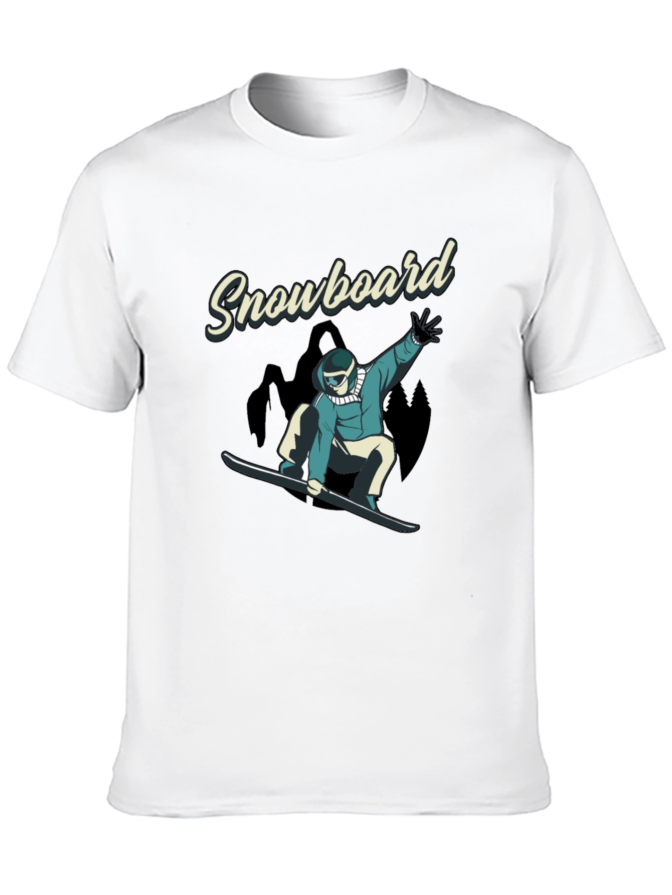 Snowboard Graphic Tee - Black Cotton T-Shirt