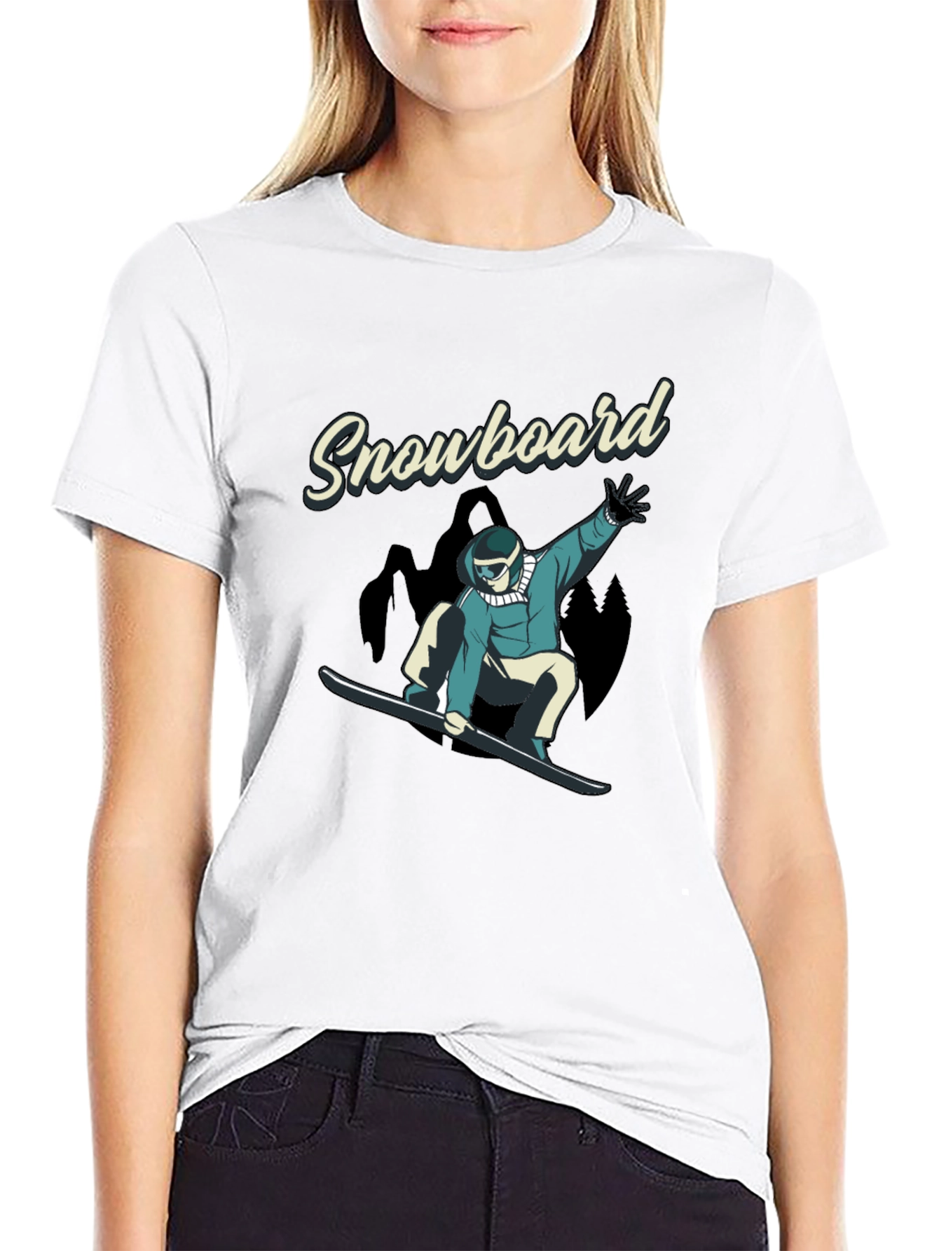 Snowboard Graphic Tee - Black Cotton T-Shirt