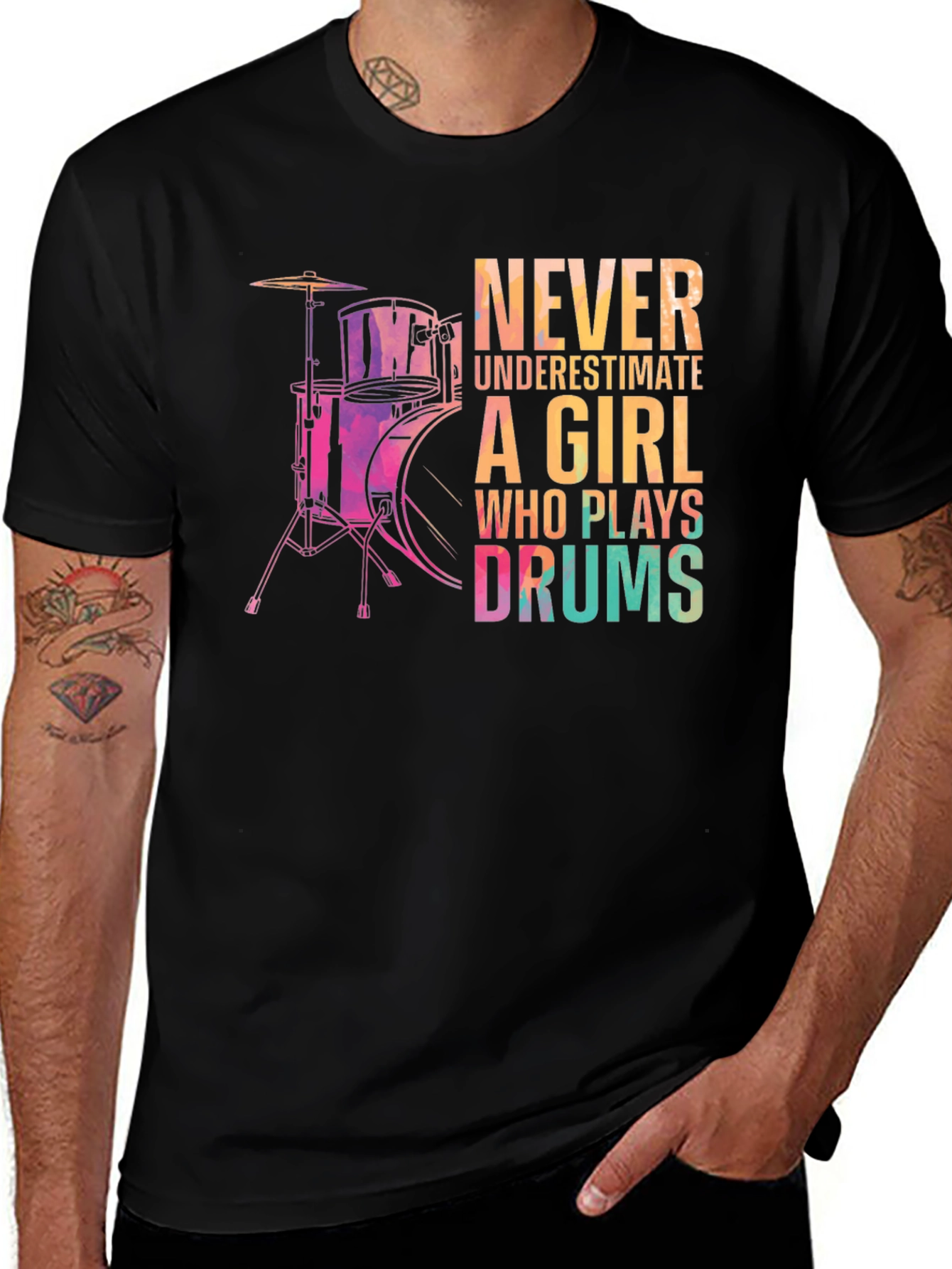 Never Underestimate Drummer Girl T-Shirt