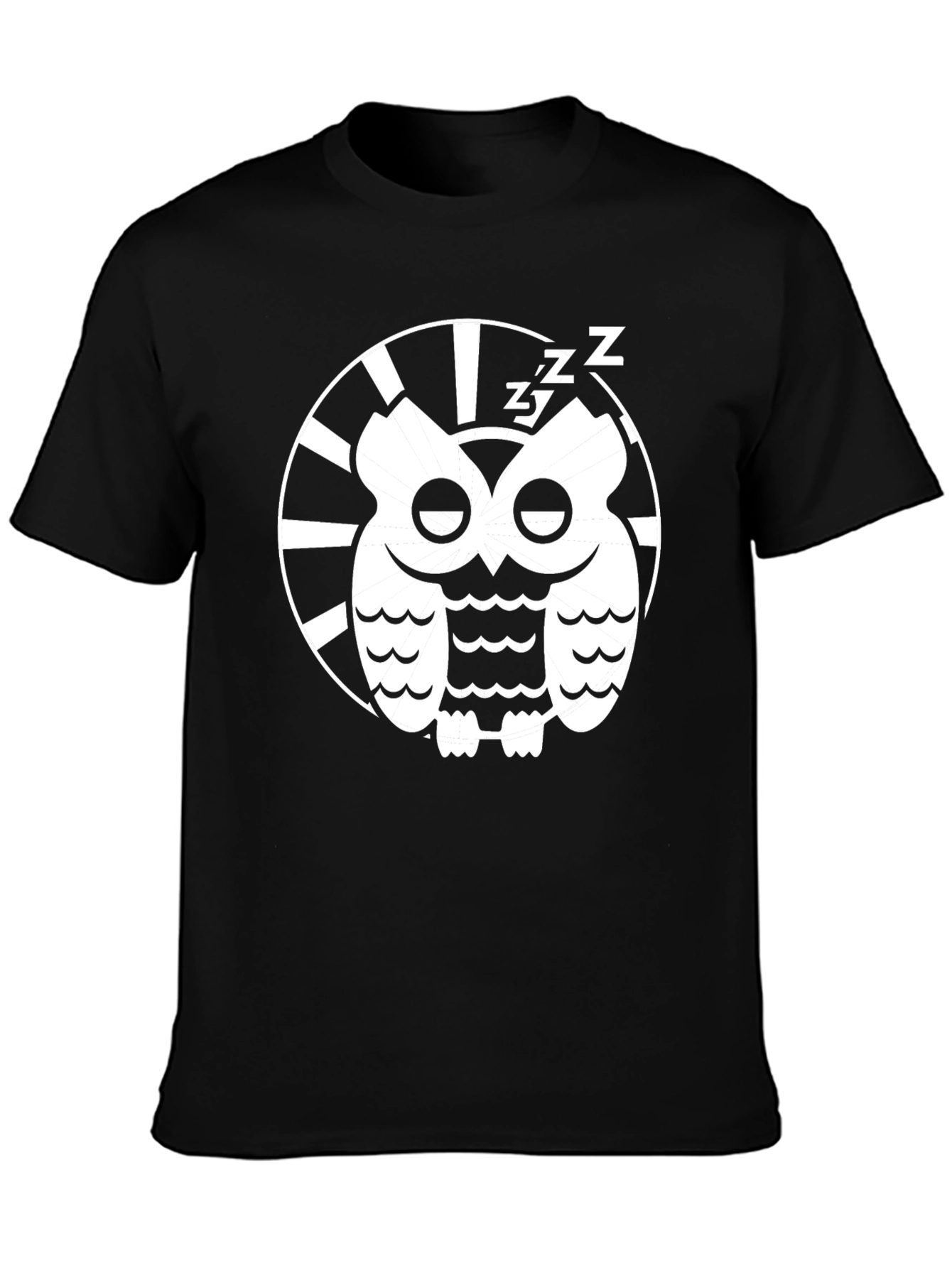 Sleepy Owl Graphic Tee - Black Cotton T-Shirt