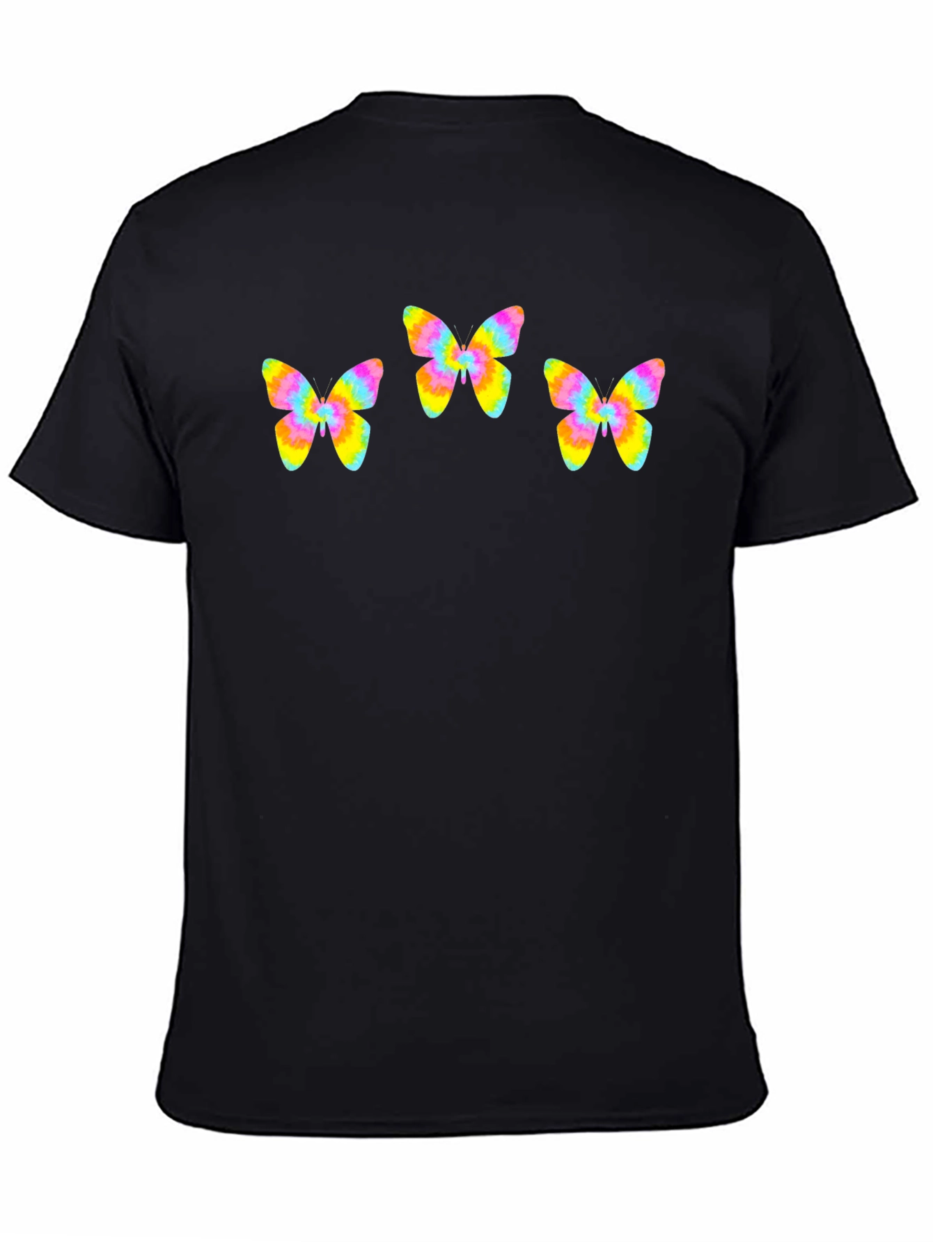 Butterfly Tie-Dye Graphic Tee - Black Cotton Blend