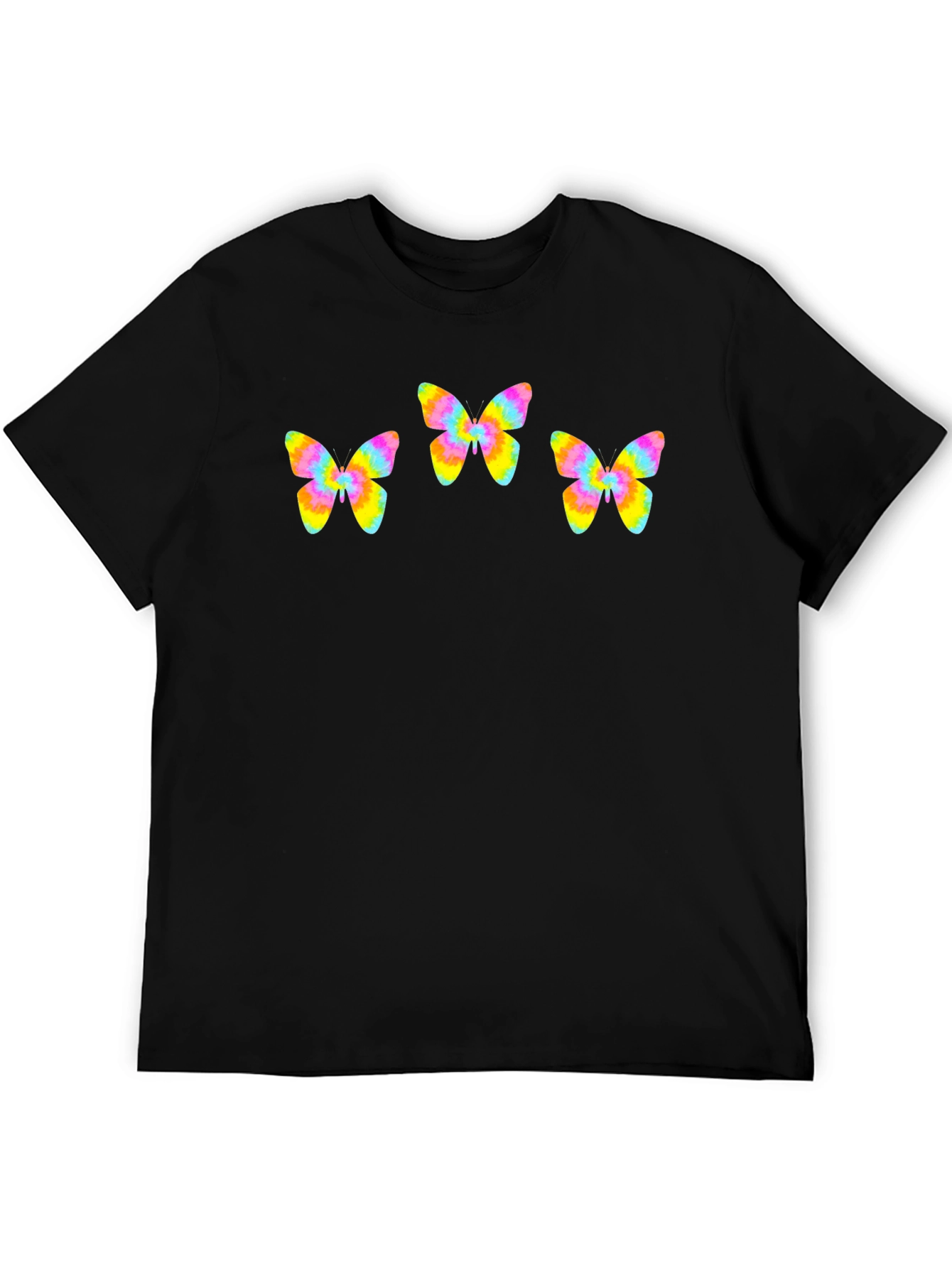 Butterfly Tie-Dye Graphic Tee - Black Cotton Blend