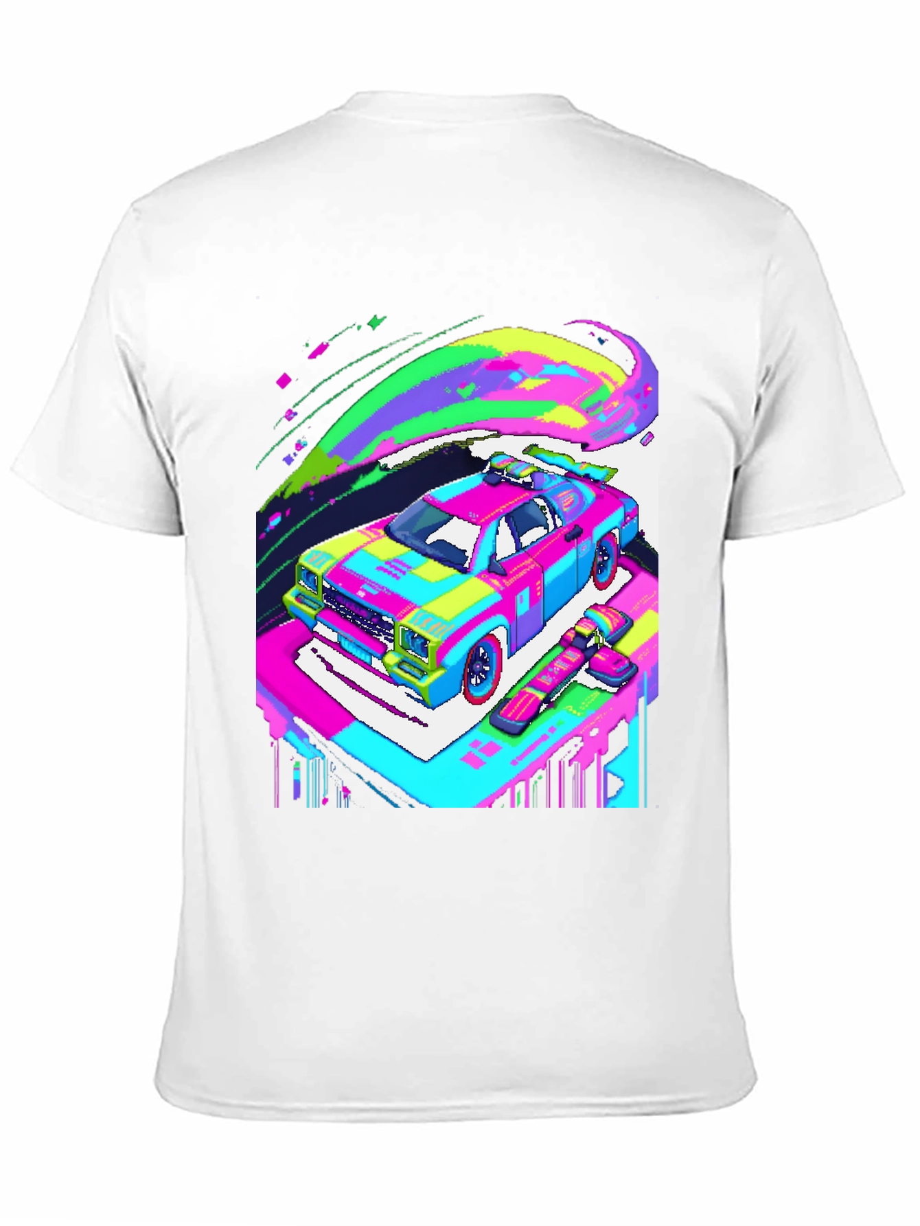 Retro Pixel Car T-Shirt - Vibrant Graphic Tee