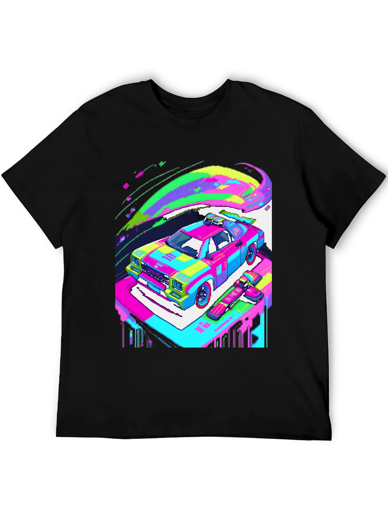 Retro Pixel Car T-Shirt - Vibrant Graphic Tee