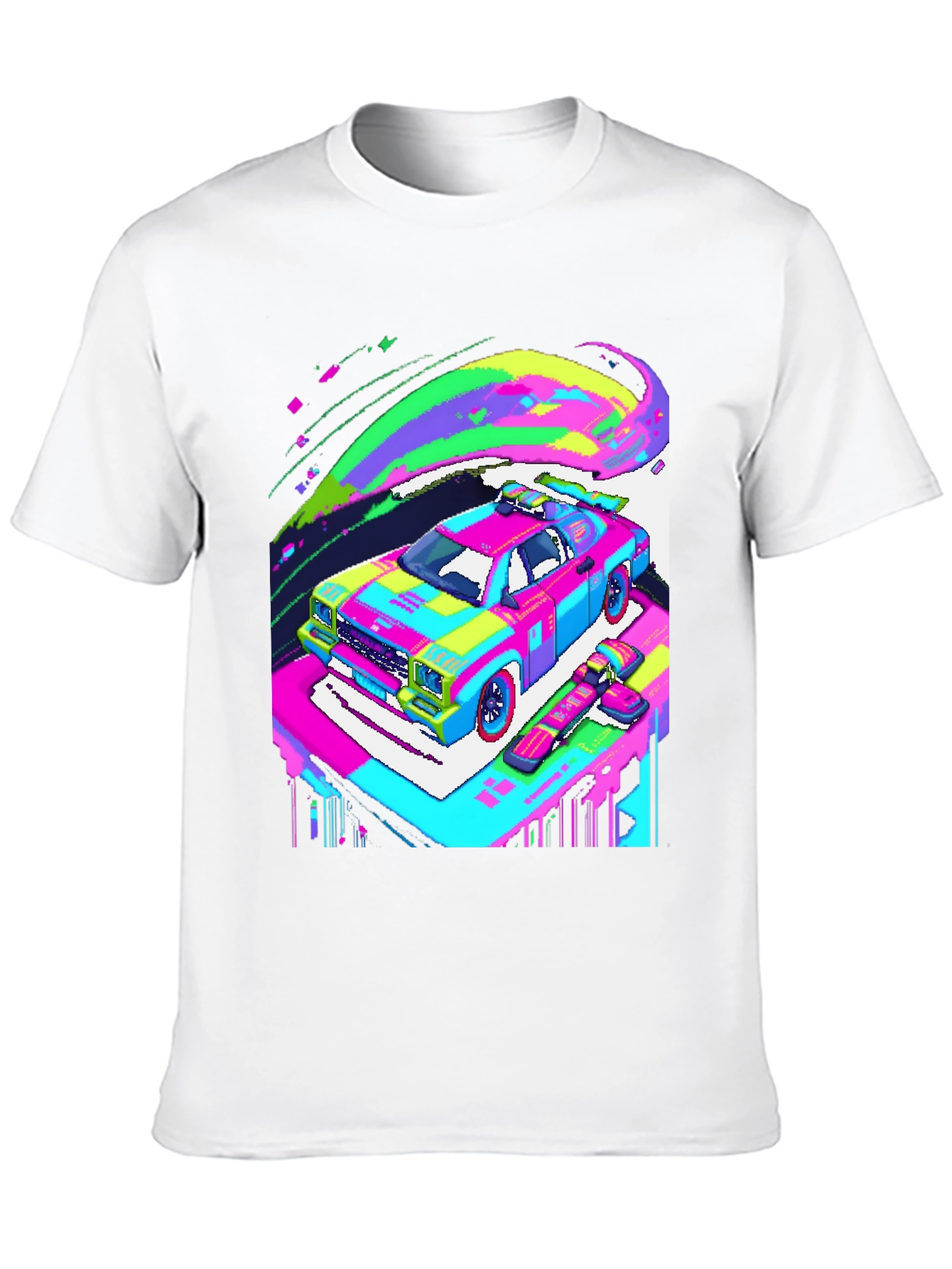 Retro Pixel Car T-Shirt - Vibrant Graphic Tee