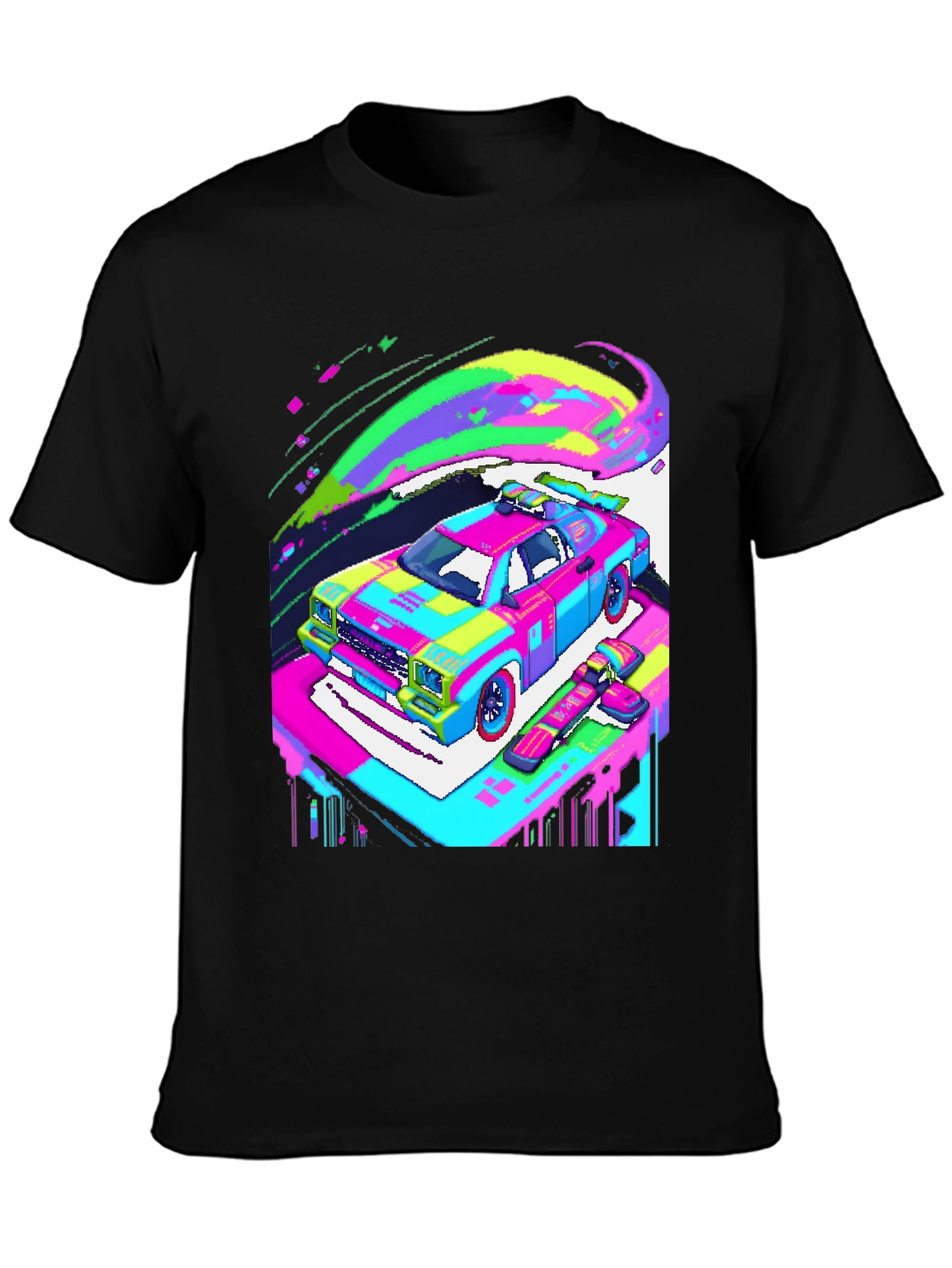 Retro Pixel Car T-Shirt - Vibrant Graphic Tee