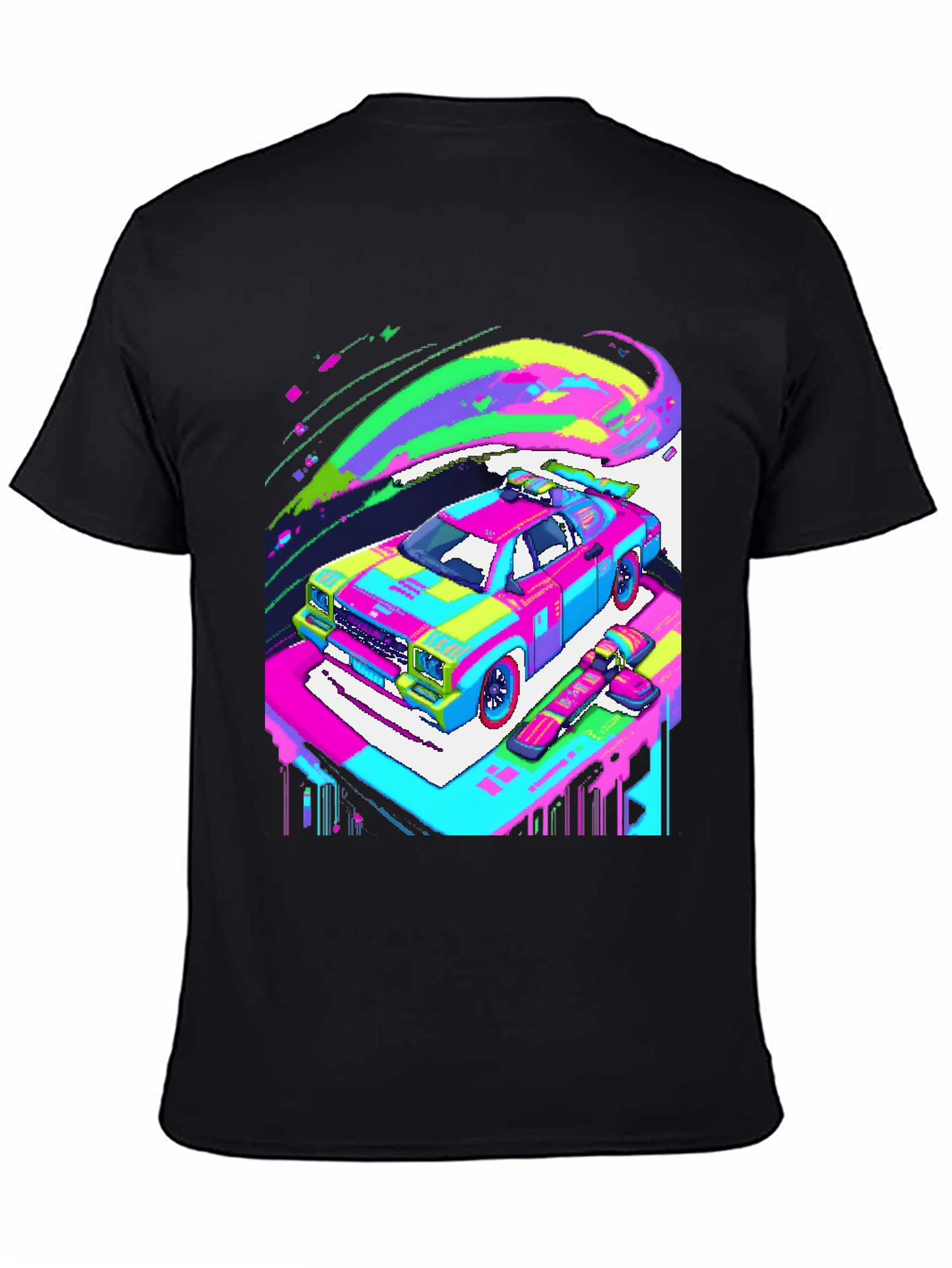 Retro Pixel Car T-Shirt - Vibrant Graphic Tee