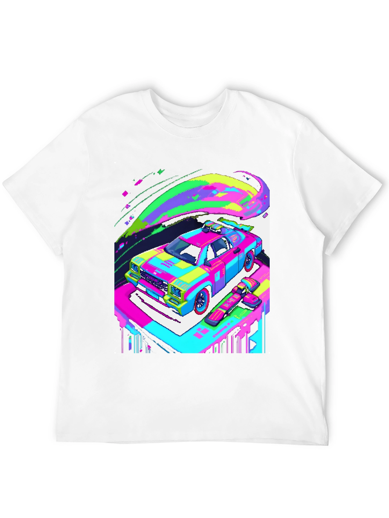 Retro Pixel Car T-Shirt - Vibrant Graphic Tee