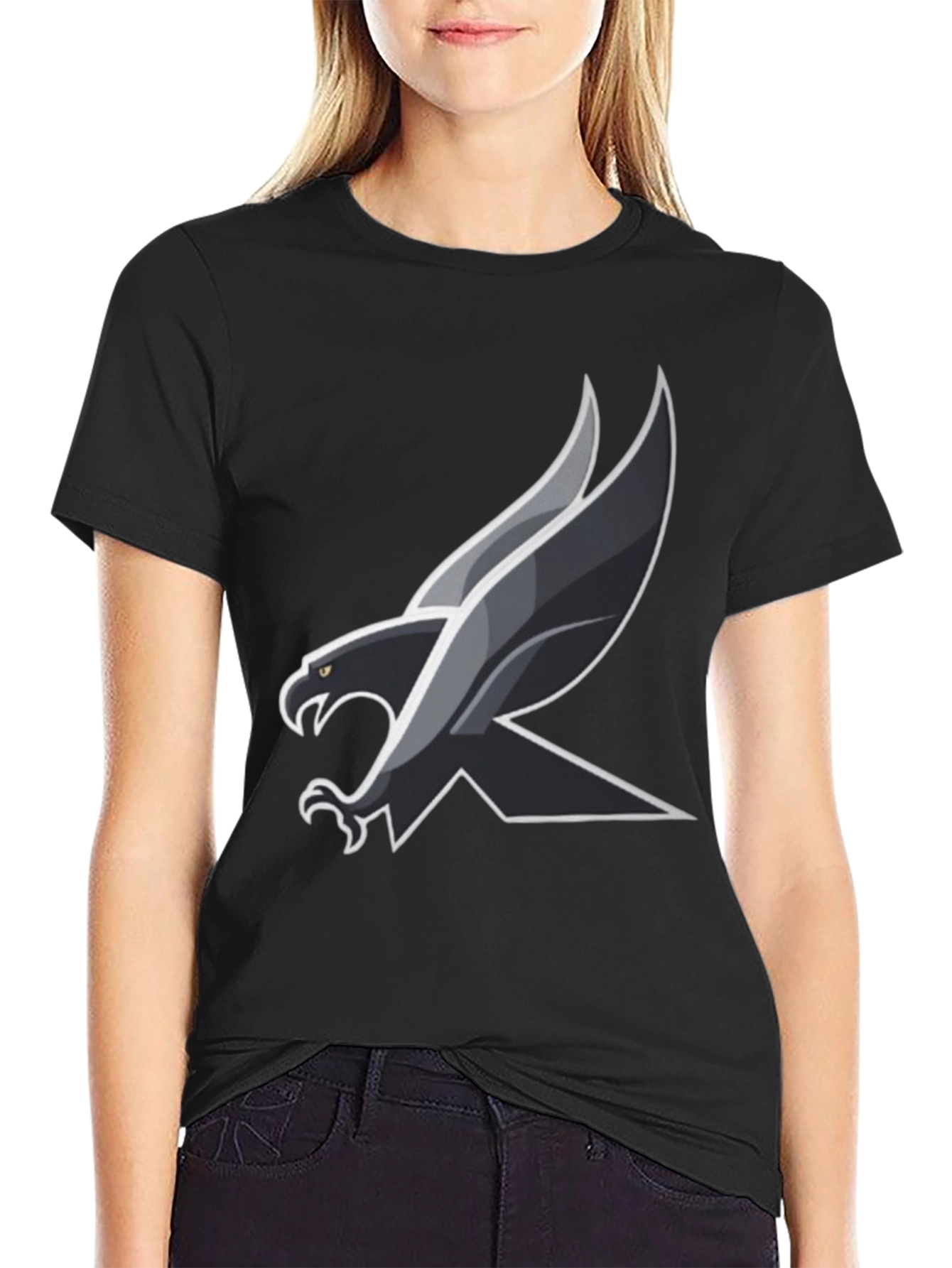Mens Black T-Shirt with Eagle Design