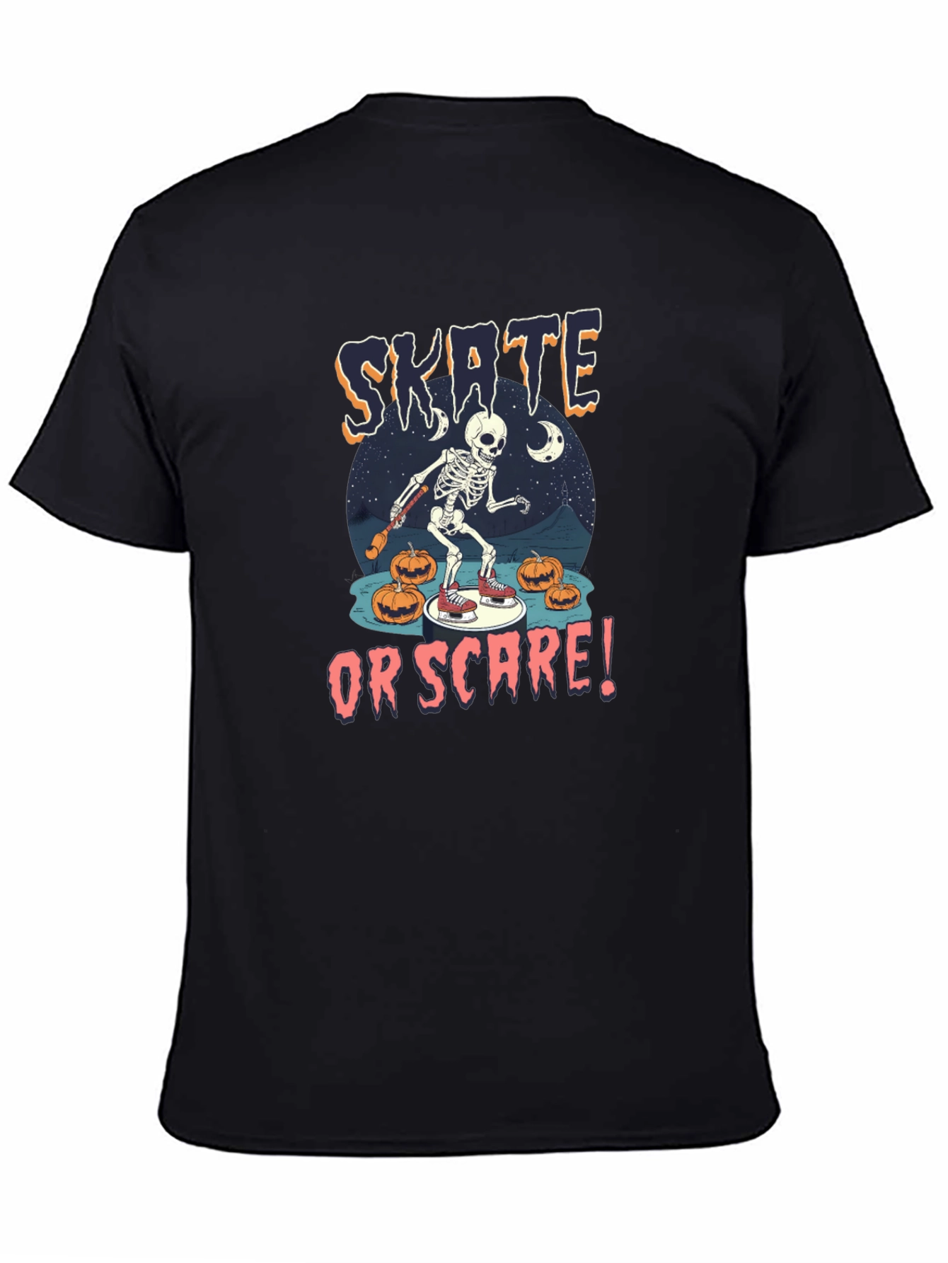 Skate or Scare Halloween Graphic T-Shirt