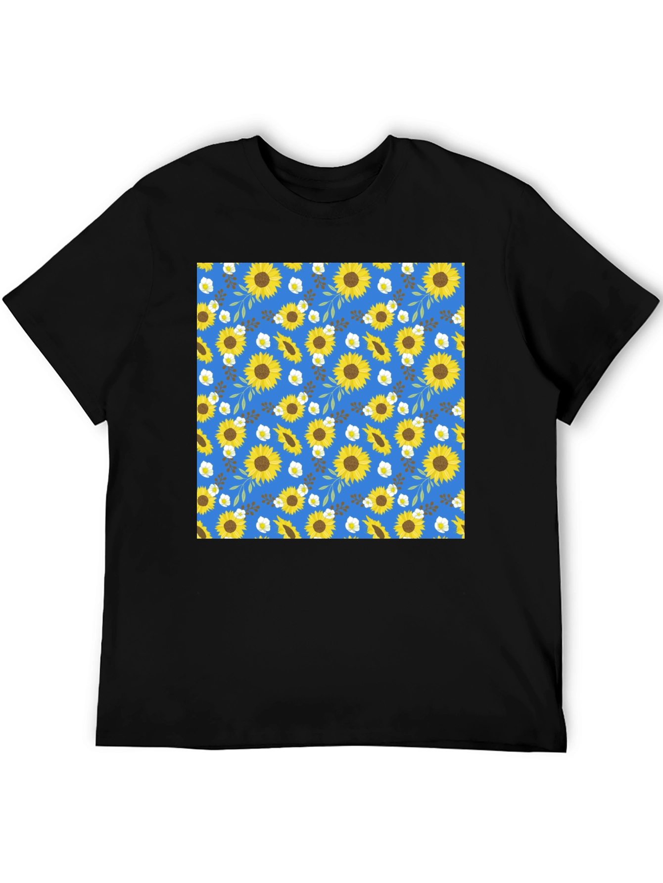 Sunflower & Floral Print Black Tee