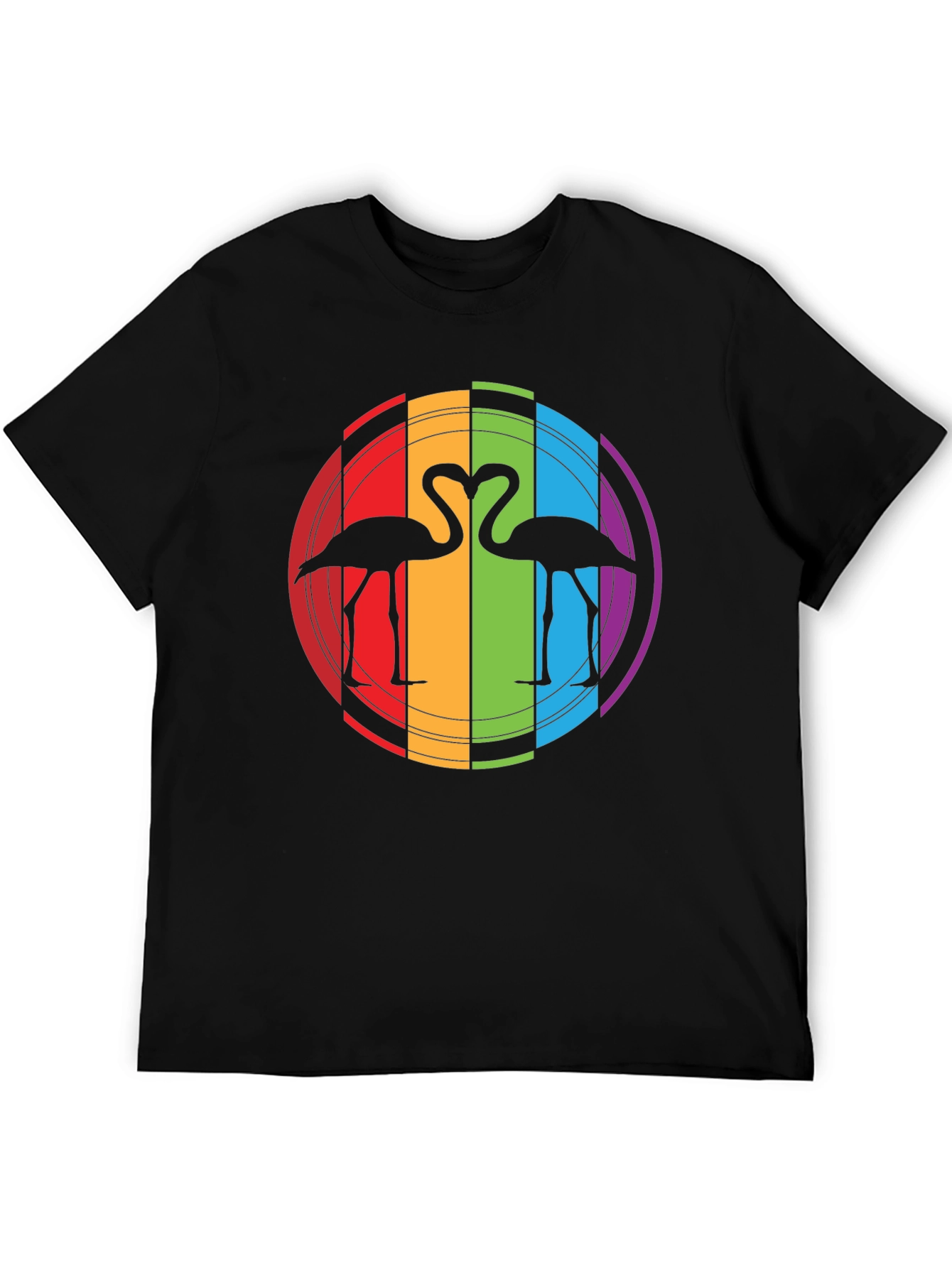 Rainbow Flamingo Heart Graphic Tee - Unisex