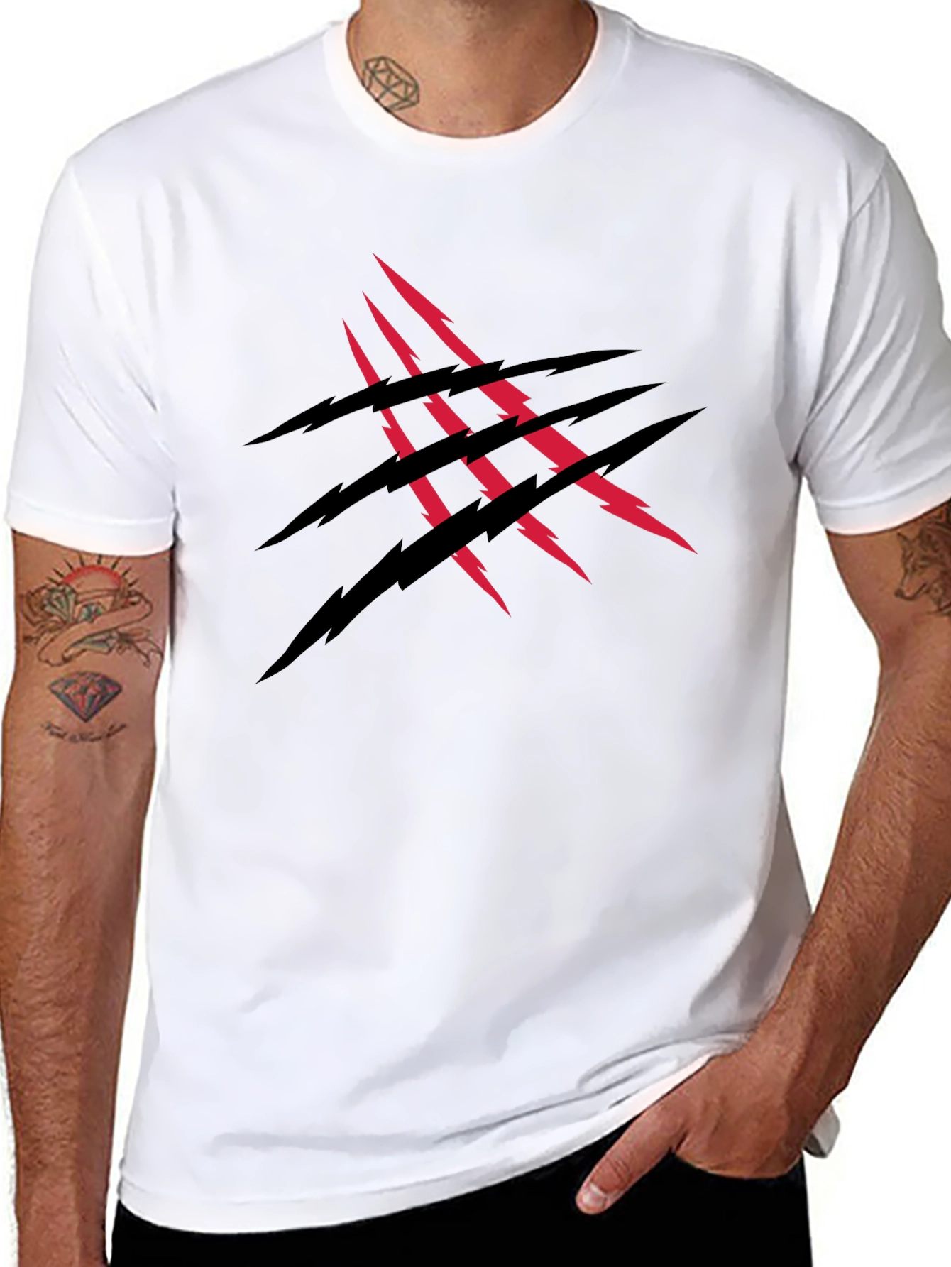 Claw Mark Graphic Print Black T-Shirt
