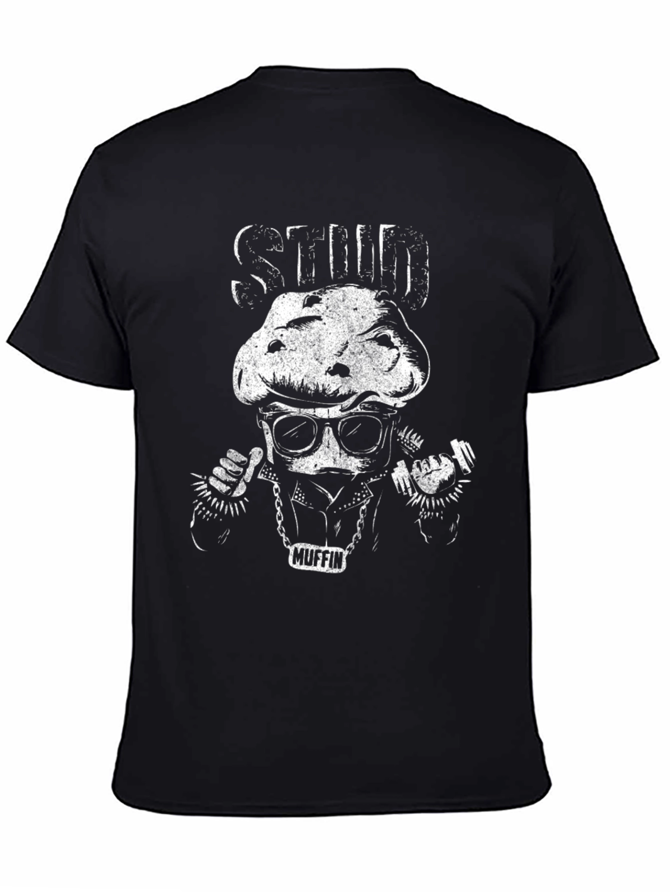Stud Muffin Graphic Tee - Black Cotton T-Shirt