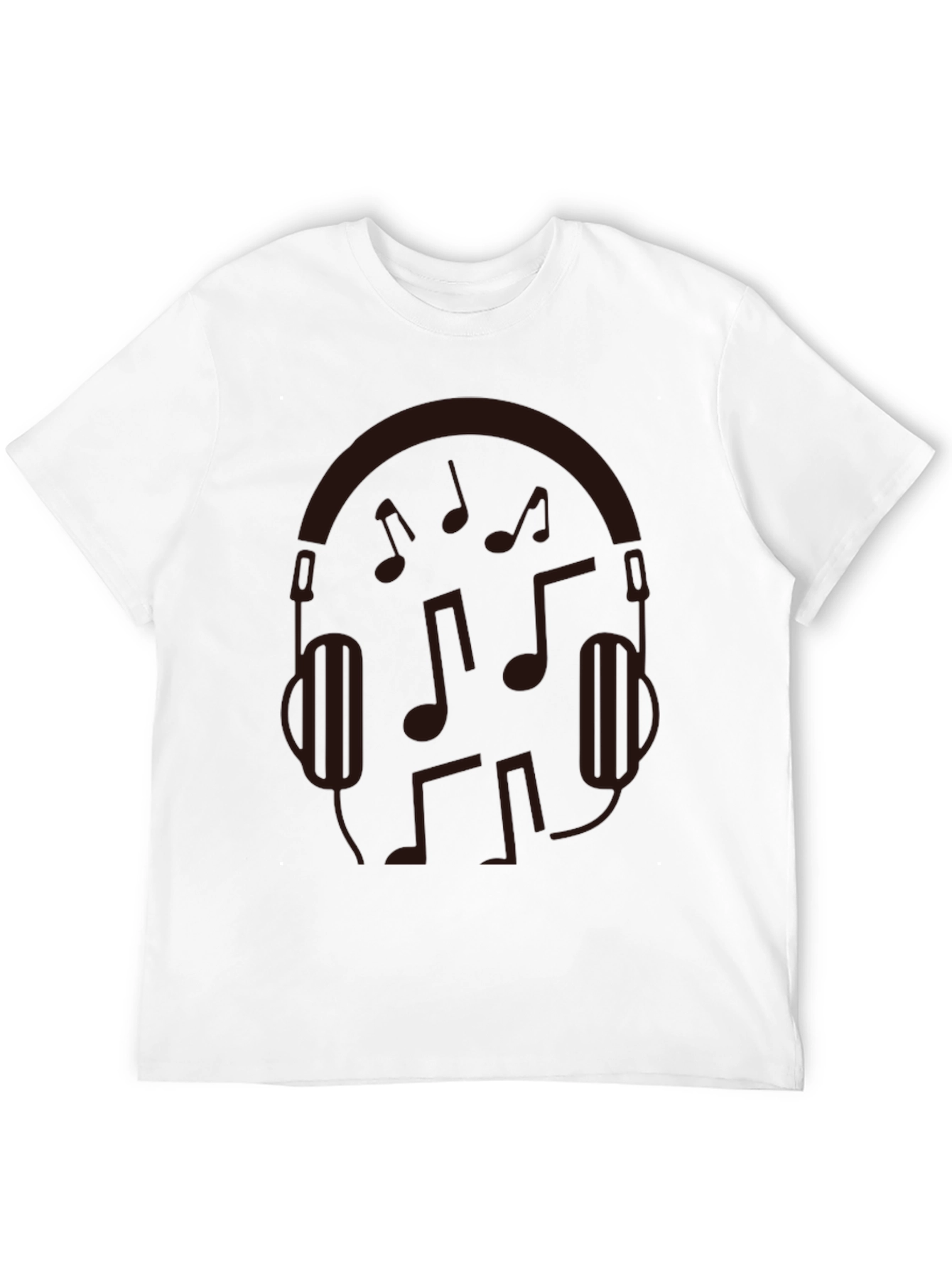 Music Lovers Graphic Tee - Headphones & Notes Design