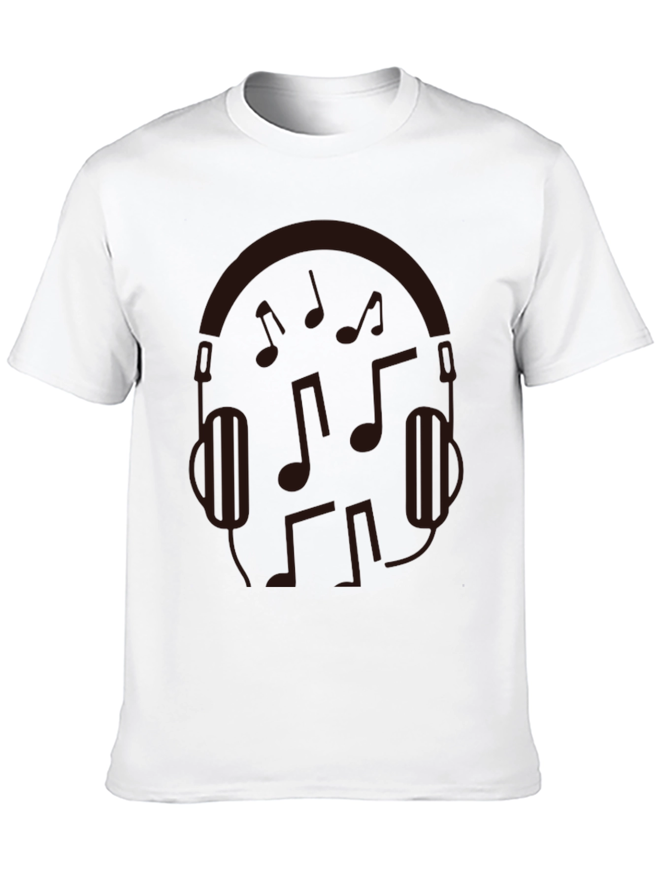Music Lovers Graphic Tee - Headphones & Notes Design