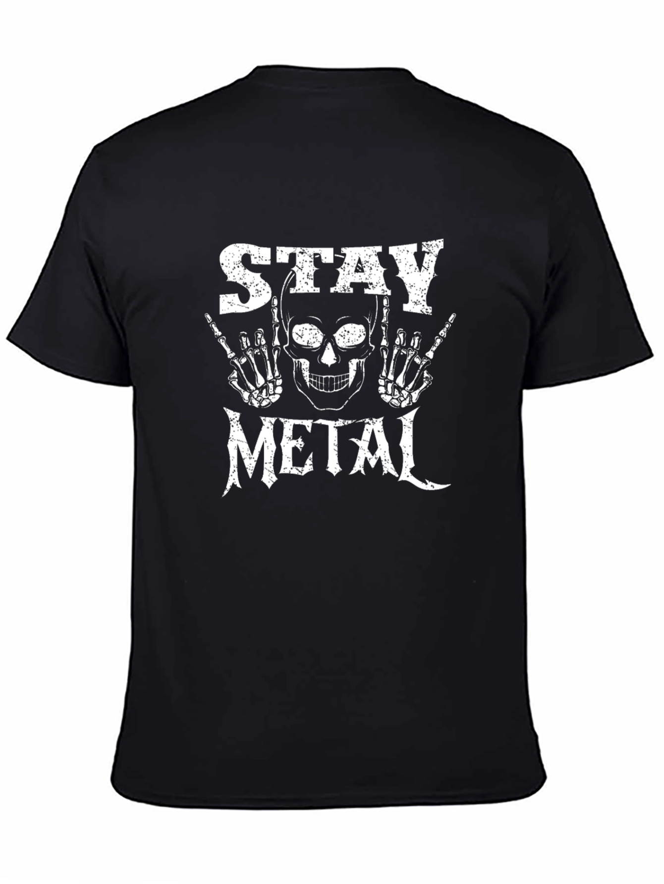Stay Metal Skull Graphic T-Shirt - Black