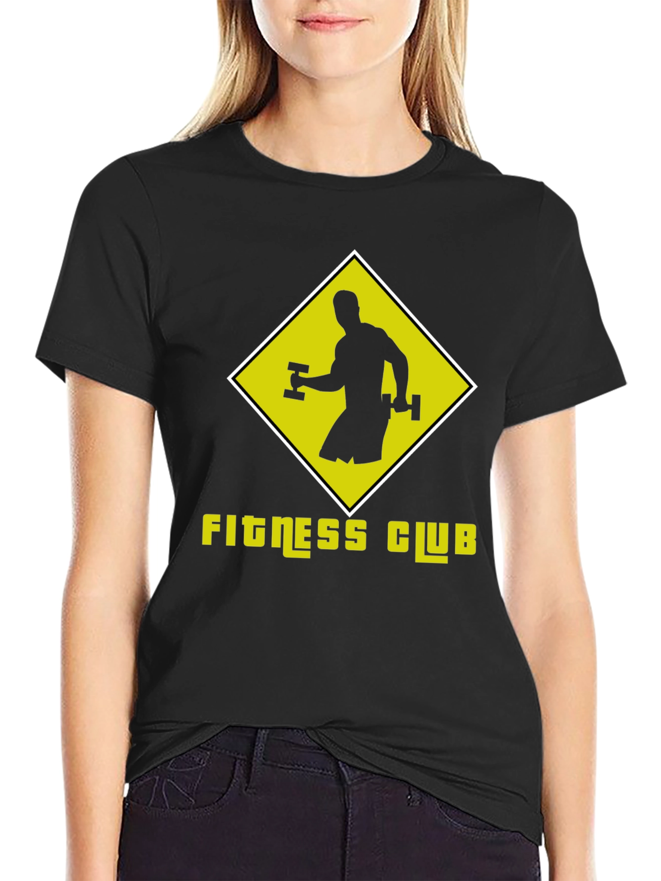 Fitness Club Graphic Tee - Black Cotton T-Shirt