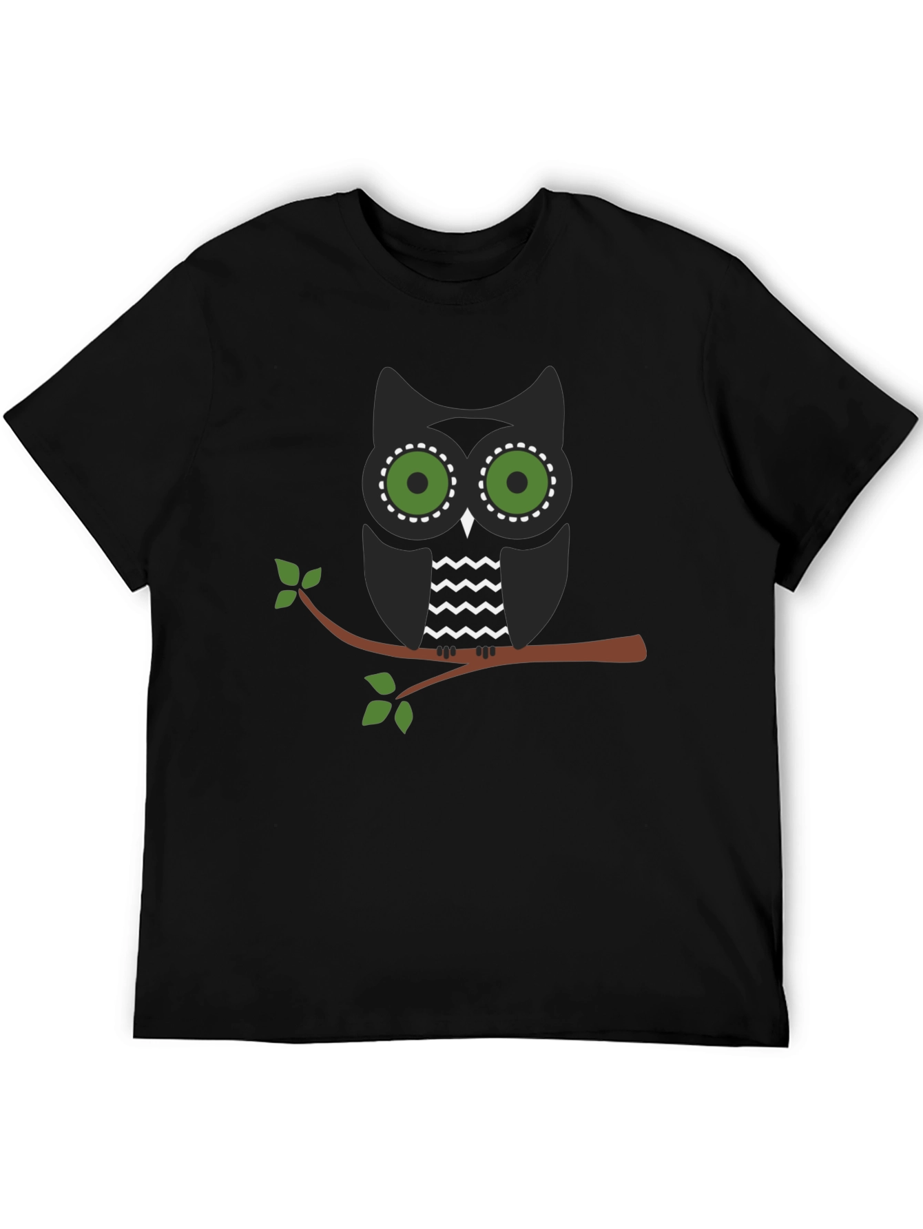 Owl on Branch Graphic Tee - Mens Black T-Shirt