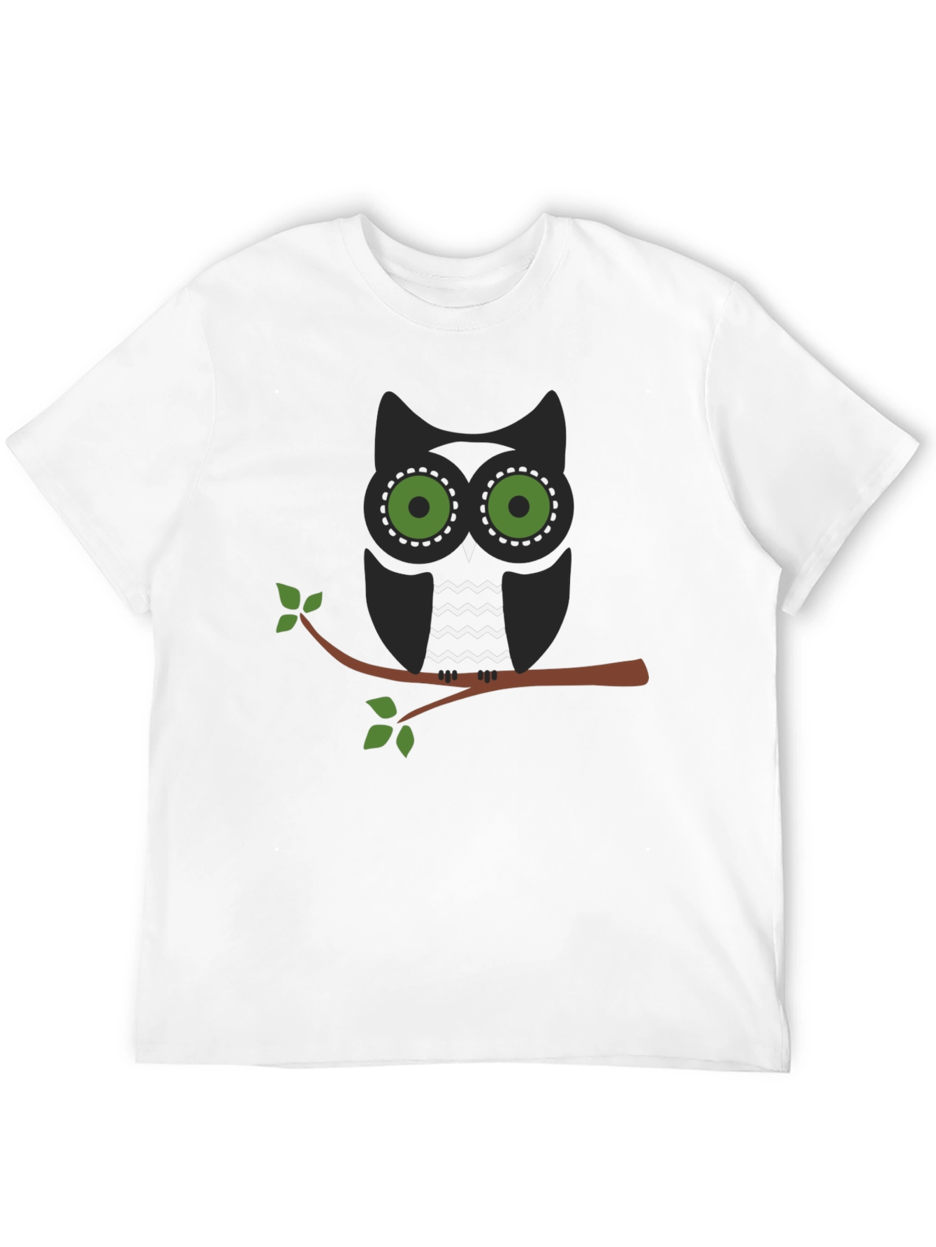 Owl on Branch Graphic Tee - Mens Black T-Shirt