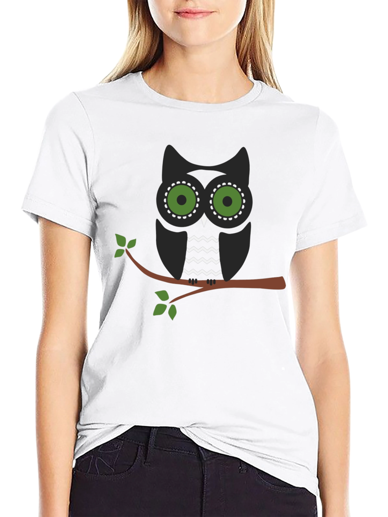 Owl on Branch Graphic Tee - Mens Black T-Shirt